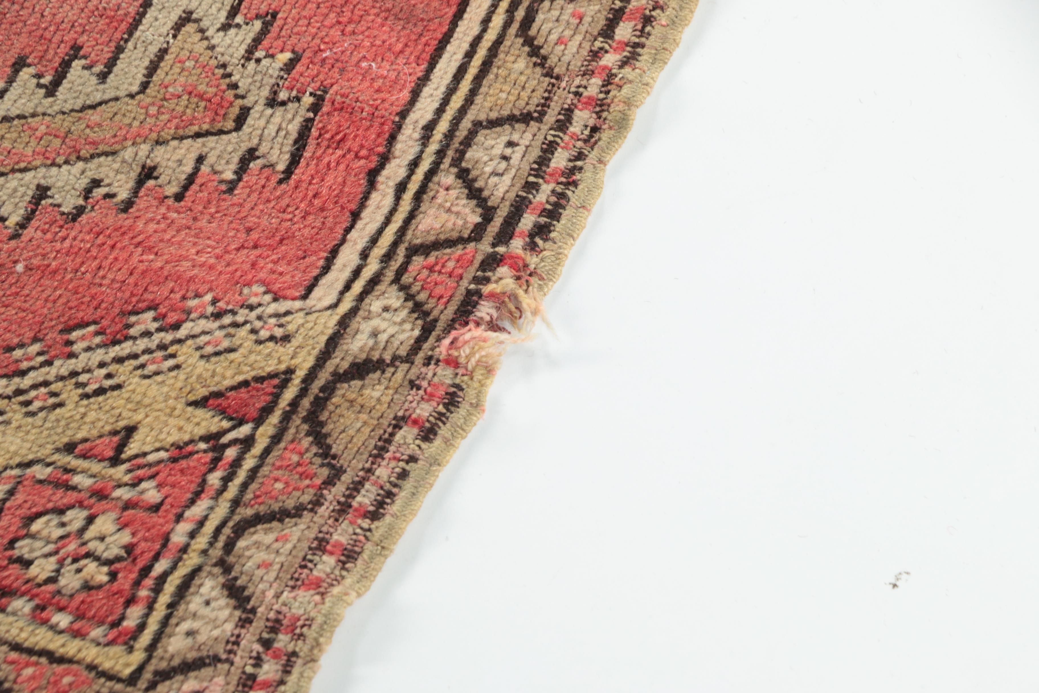 Antique Hand-Knotted Anatolian Wool Accent Rug