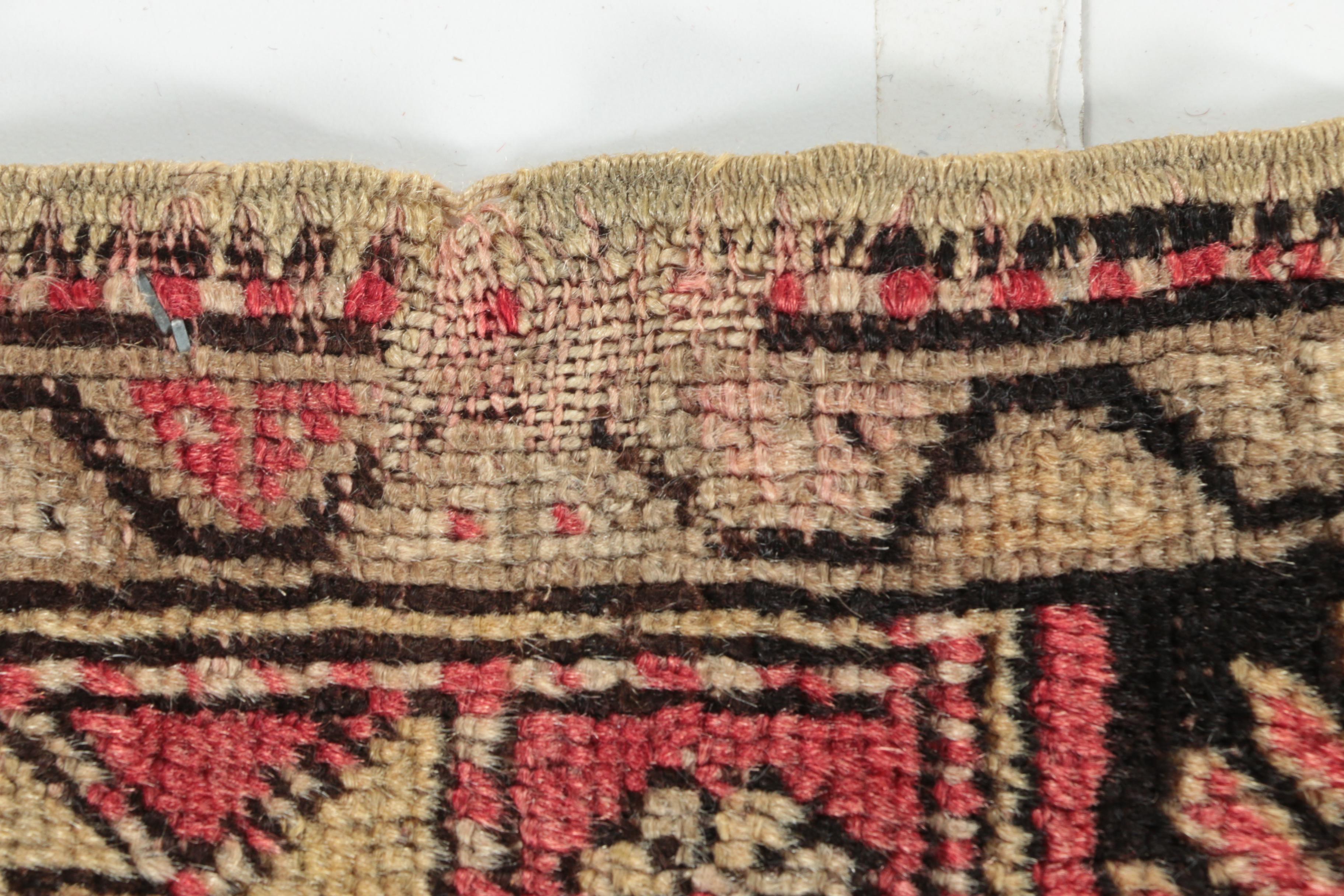 Antique Hand-Knotted Anatolian Wool Accent Rug