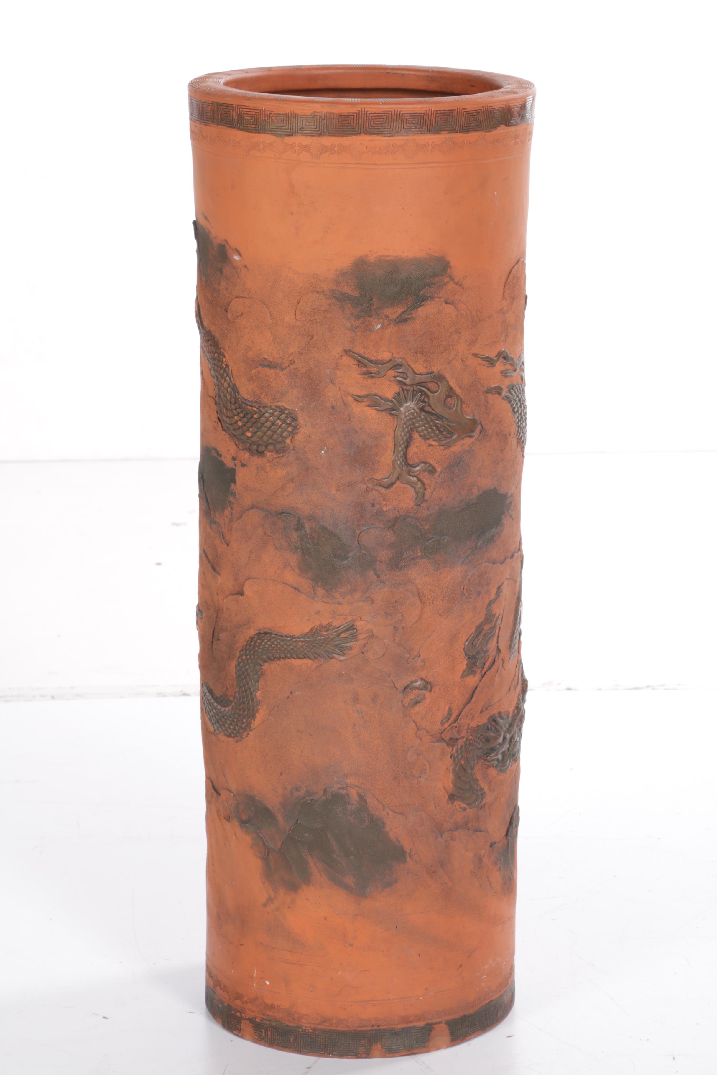 Japanese Tokoname Redware Floor Vase