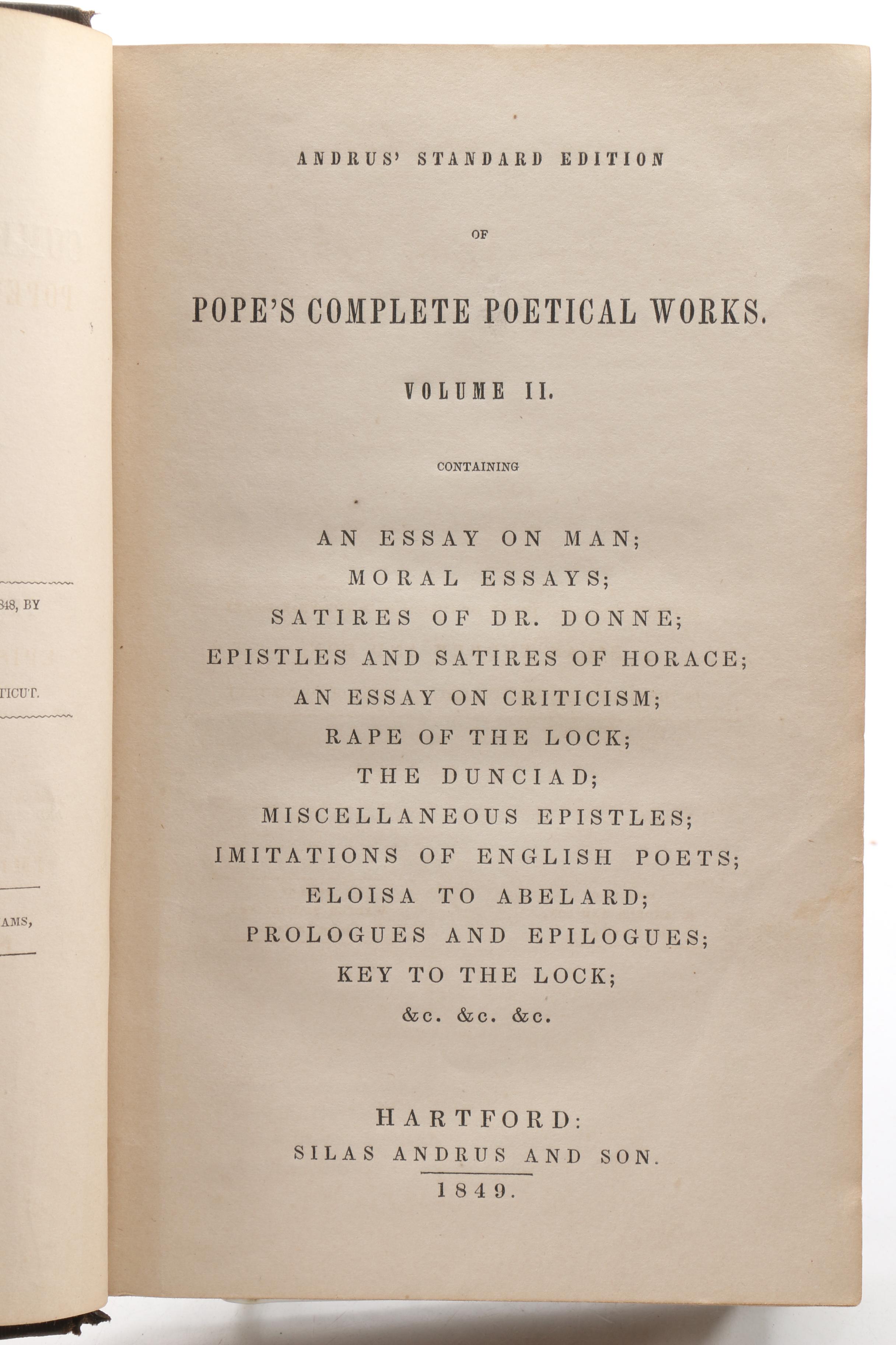 Alexander Pope Poetry and Other Antique Poetry Books