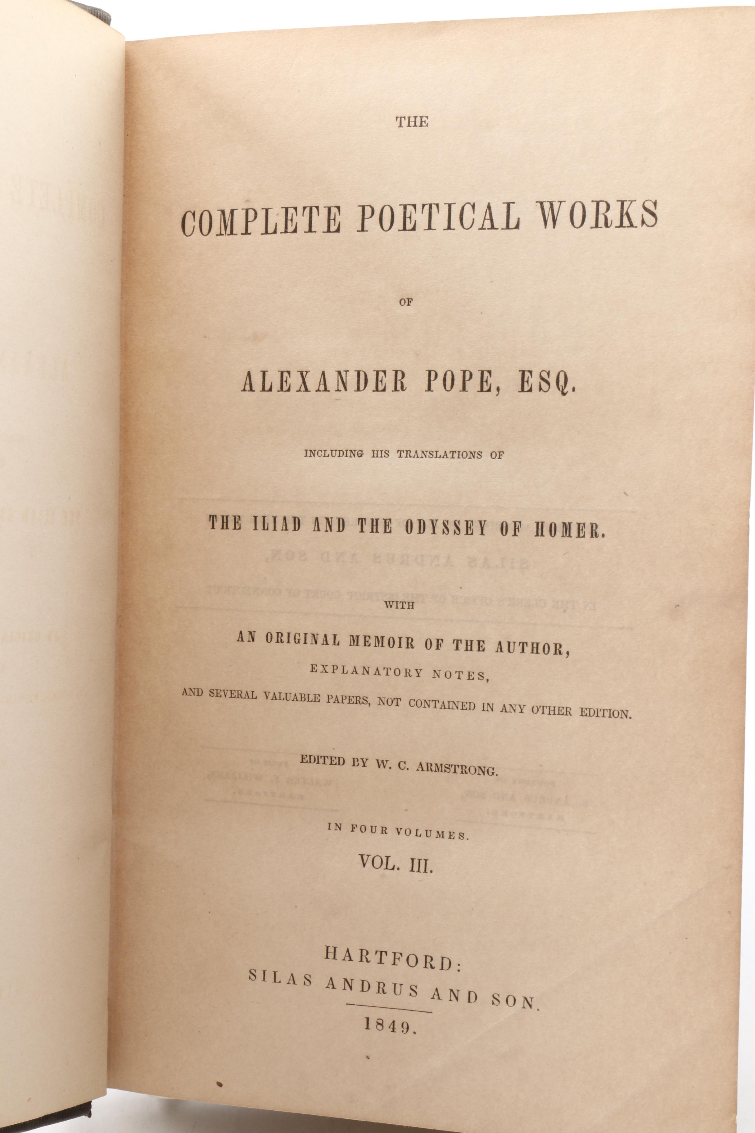 Alexander Pope Poetry and Other Antique Poetry Books
