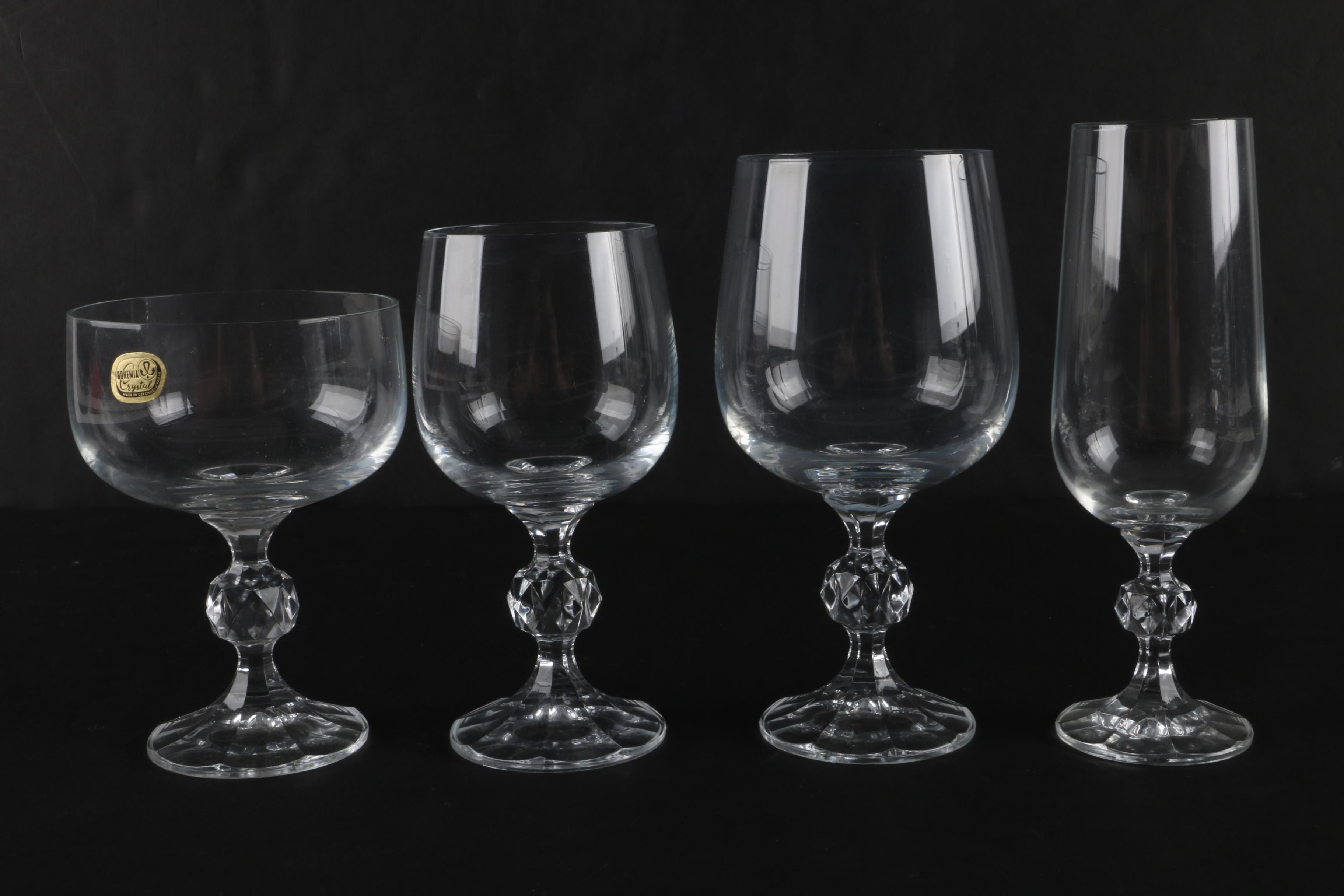 Czechoslovakian Bohemian Import Associate "Claudia" Crystal Stemware