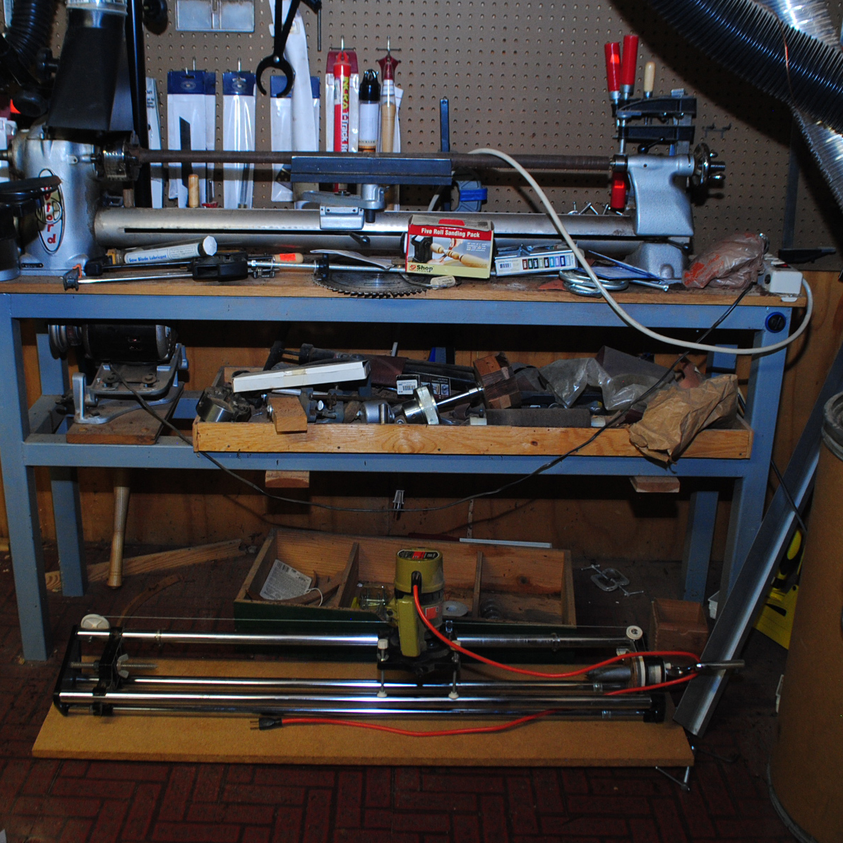 Black & Decker 5/8 HP Router, Myford ML8 Wood Lathe, and Woodworking Tools