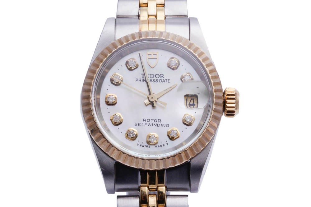 Tudor Rolex 18K Yellow Gold Stainless Steel Diamond Accented Watch