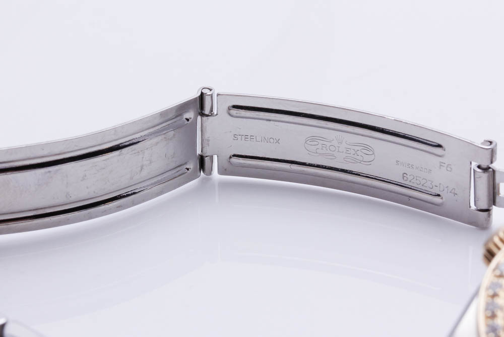 Rolex Date 14K Yellow Gold Stainless Steel Diamond Accented Watch