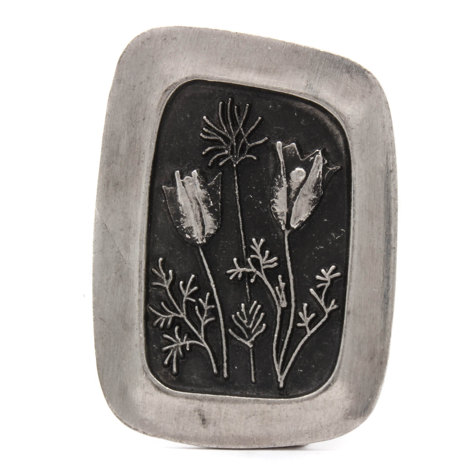 Vintage Designer Swedish Pewter Brooch by Rune Tennesmed