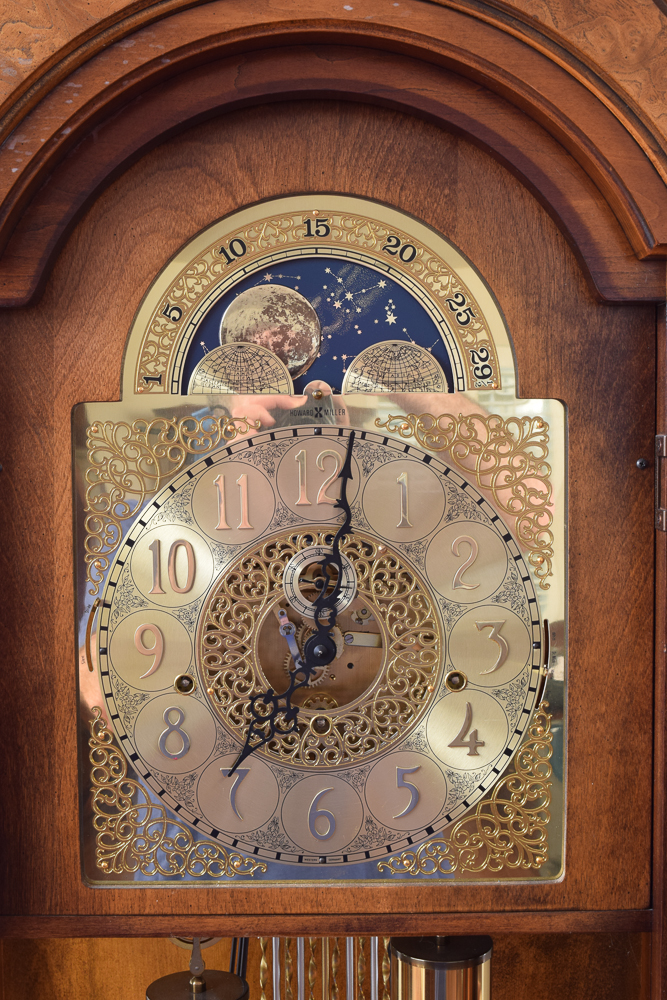 Howard Miller Grandfather Clock with Moon Phase Dial