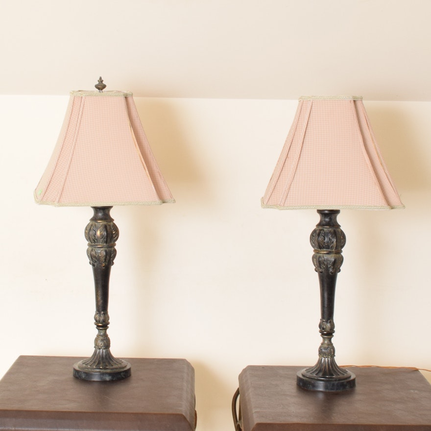 Metal Table Lamps Including Fabric Lamp Shades