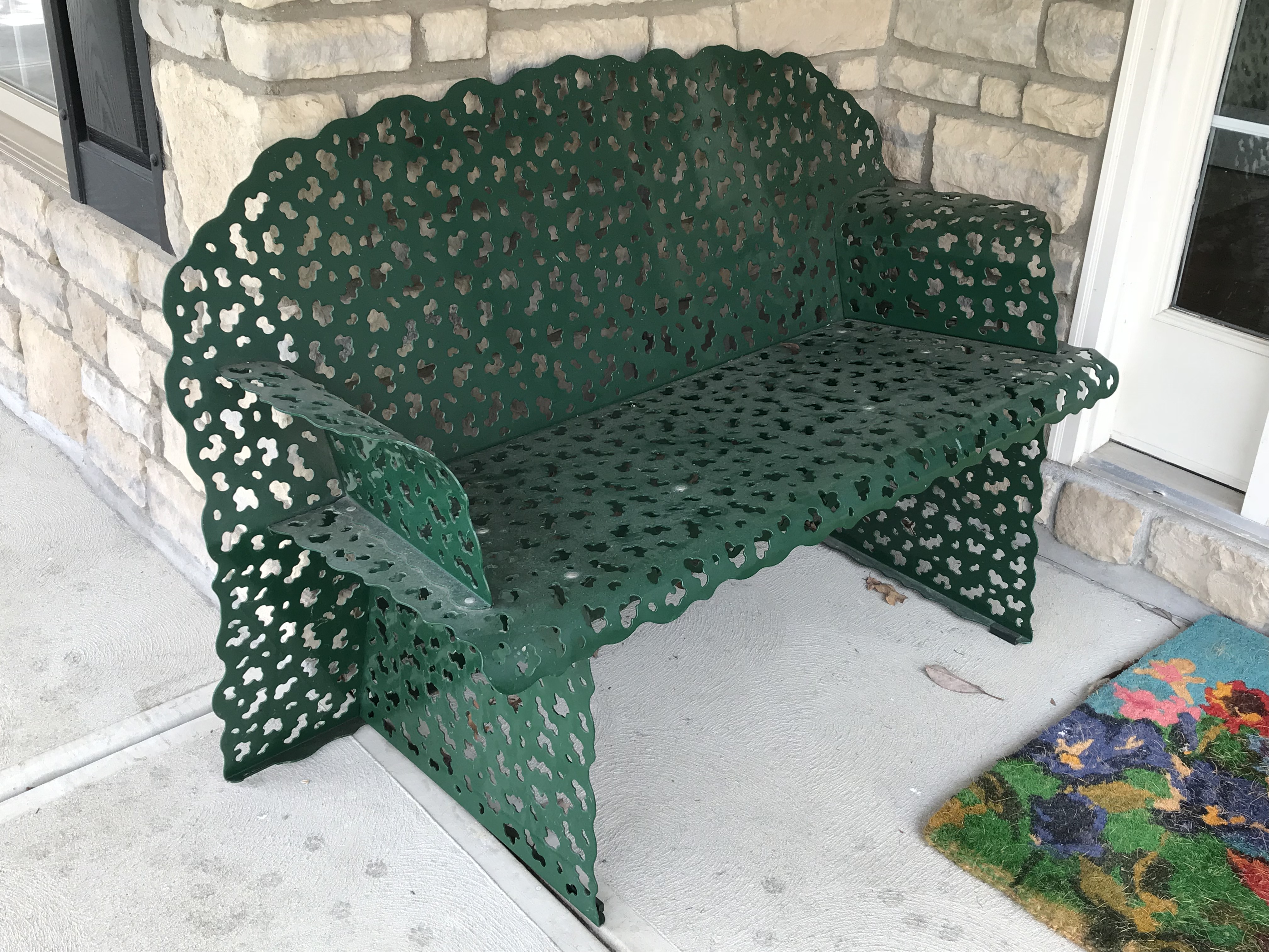 Modern Pierced Metal Outdoor Bench