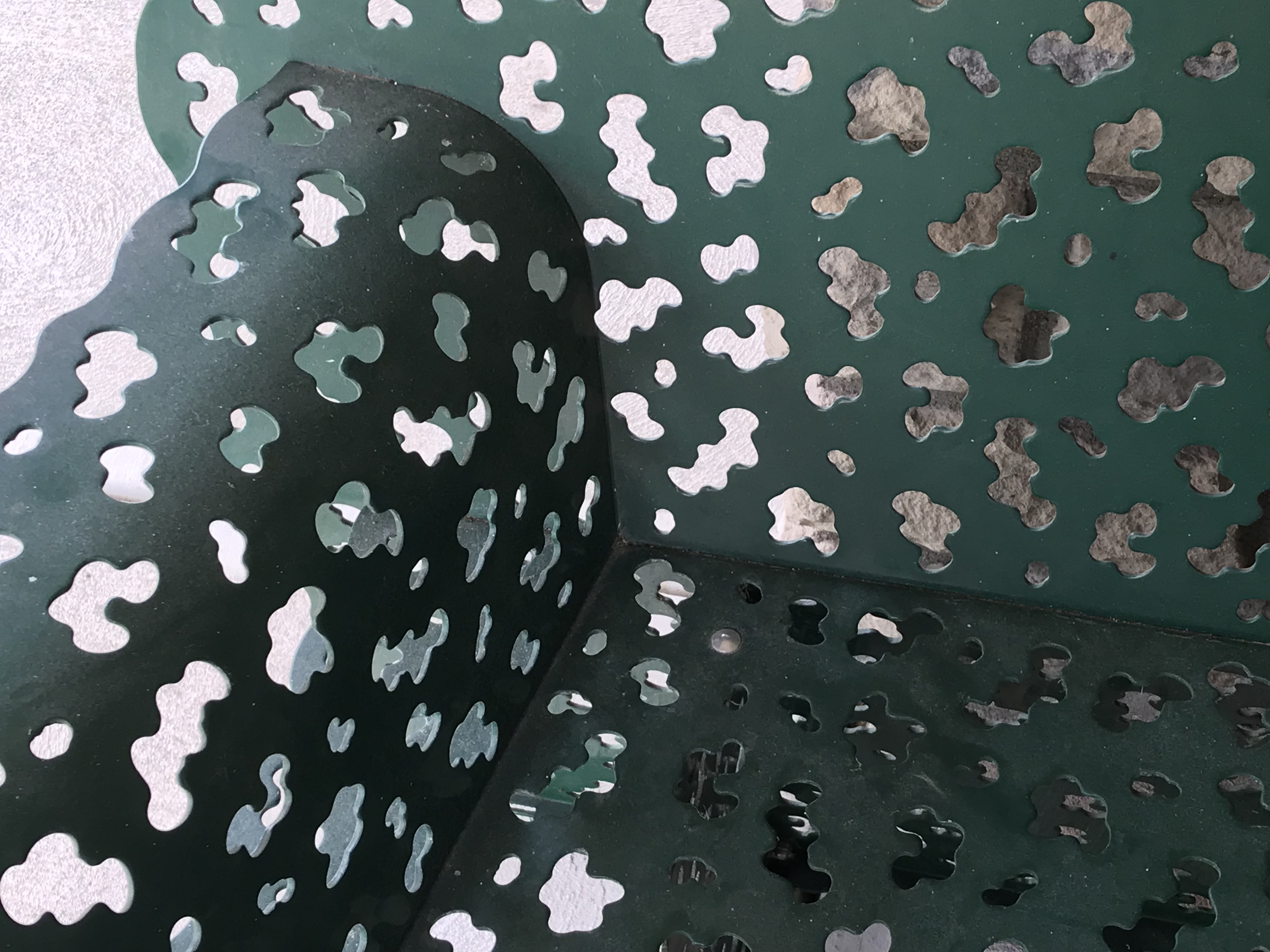 Modern Pierced Metal Outdoor Bench