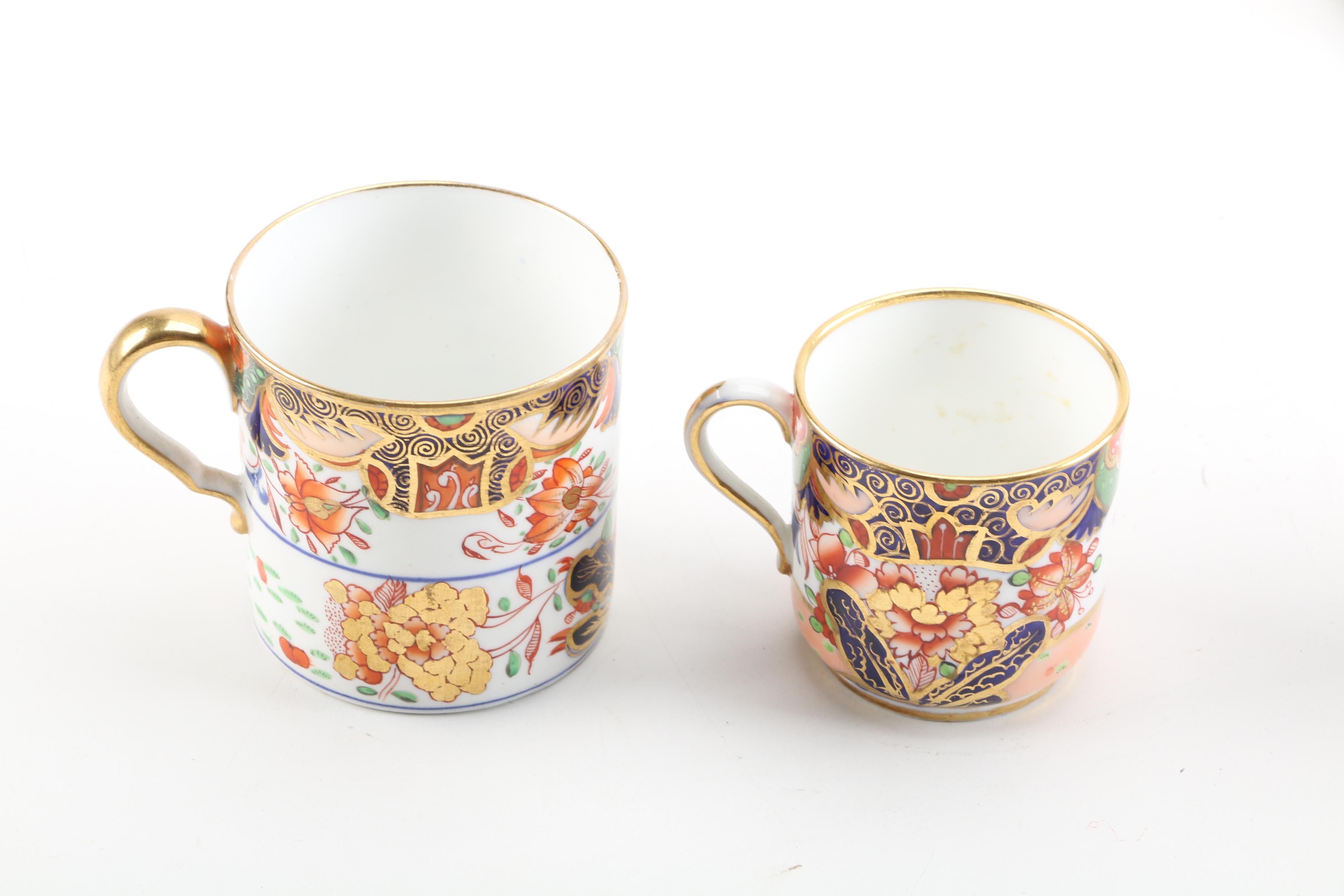 Antique Regency Spode Imari Coffee Can with Copeland Demitasse Cups and Saucers
