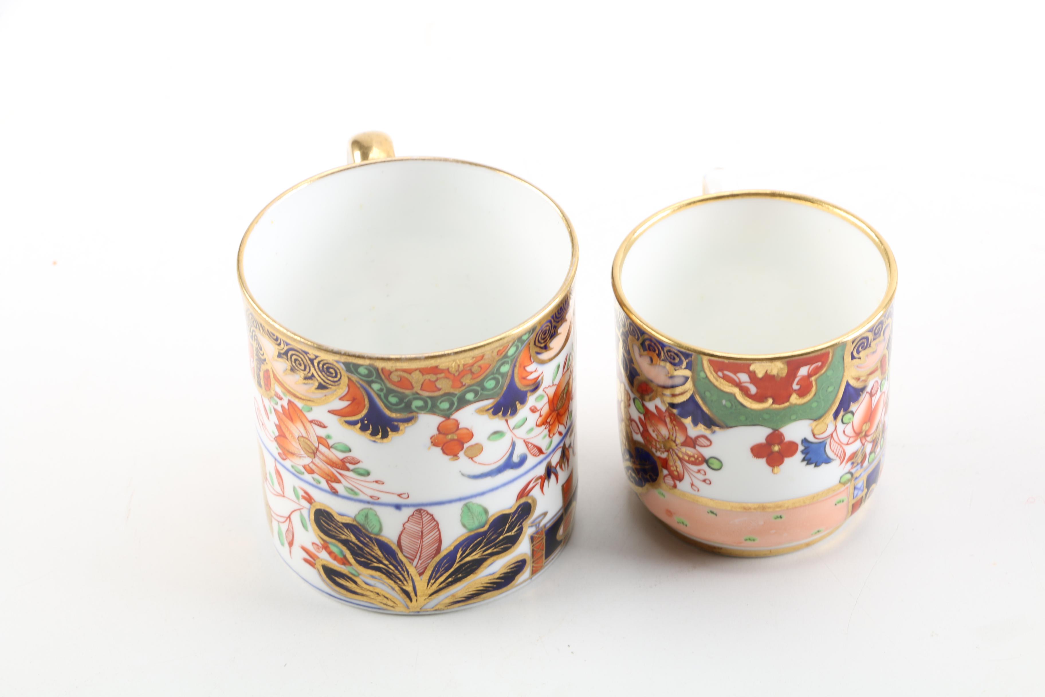 Antique Regency Spode Imari Coffee Can with Copeland Demitasse Cups and Saucers