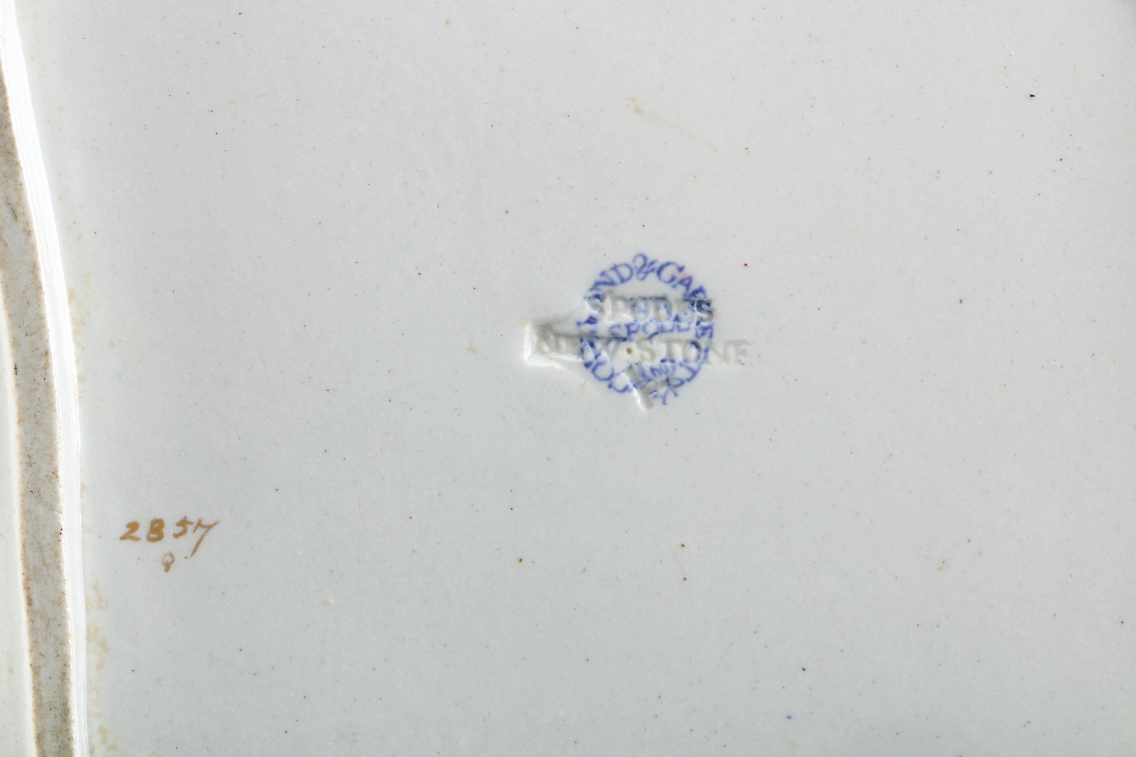 Antique Copeland & Garrett Late Spode Covered Vegetable Dishes with Wood Stands