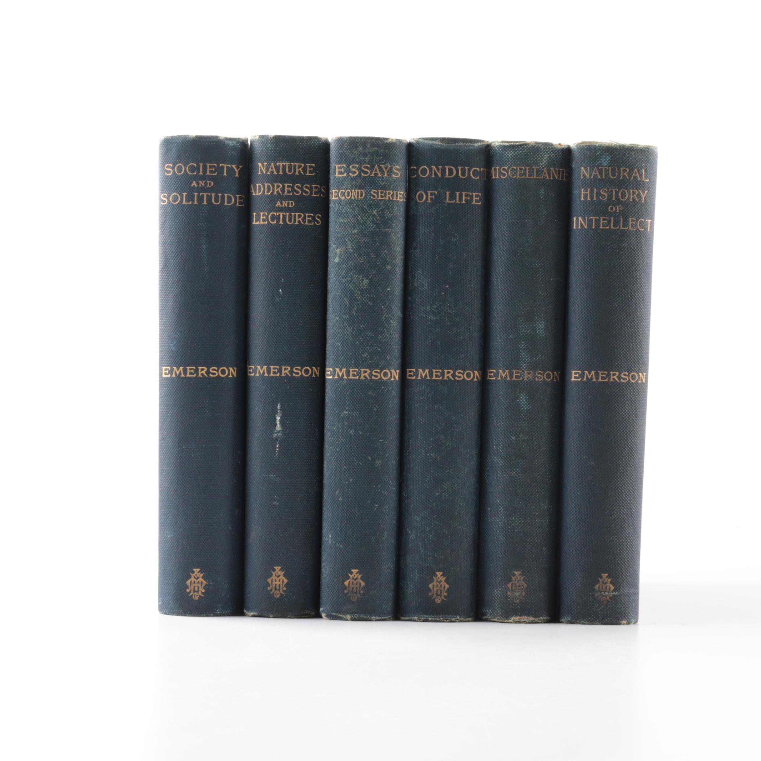 Six Volumes of Riverside Press Edition of Ralph Waldo Emerson Books