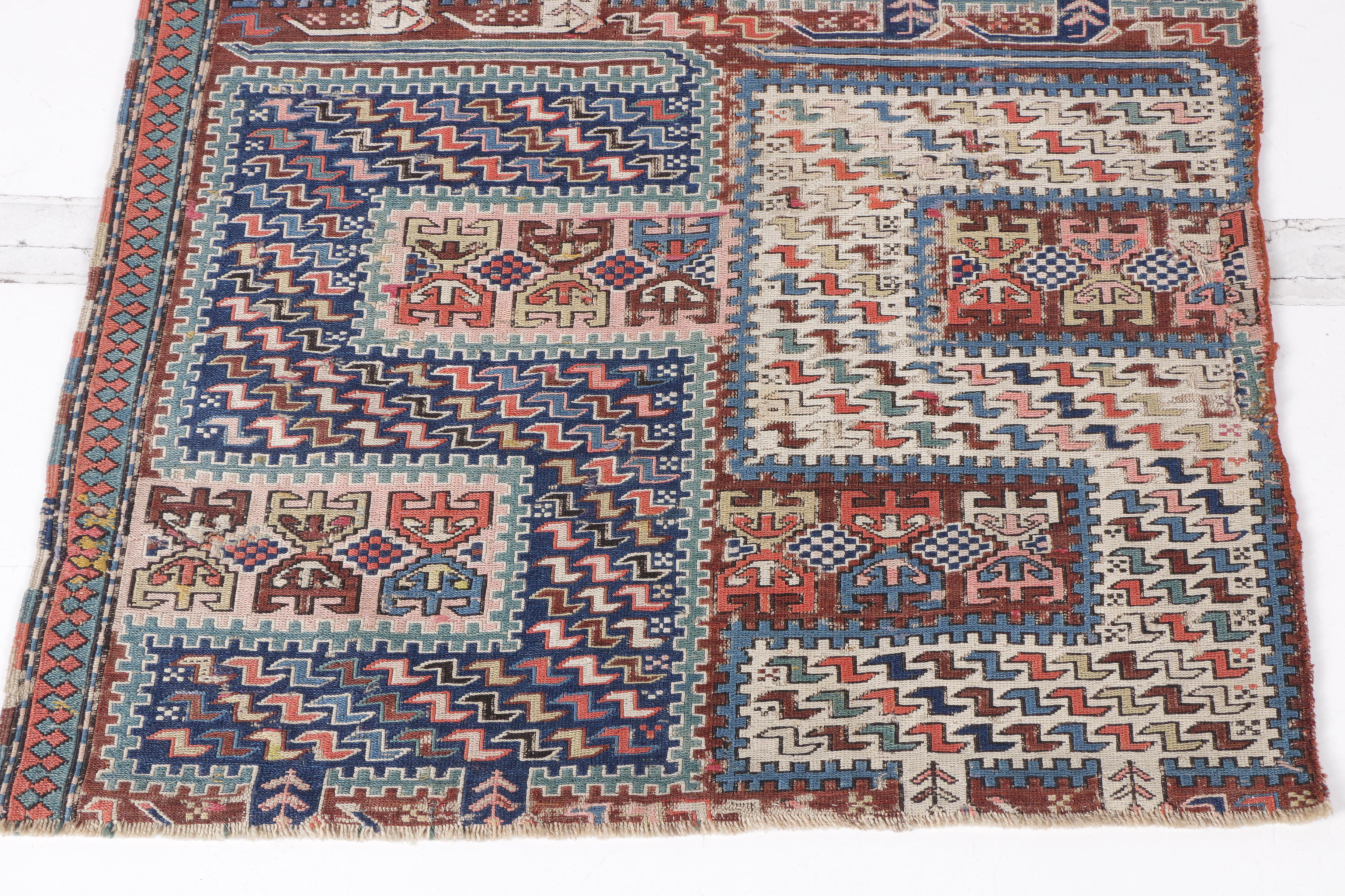 Hand-Knotted Caucasian Karabagh Soumak Verneh Rug Wall Hanging