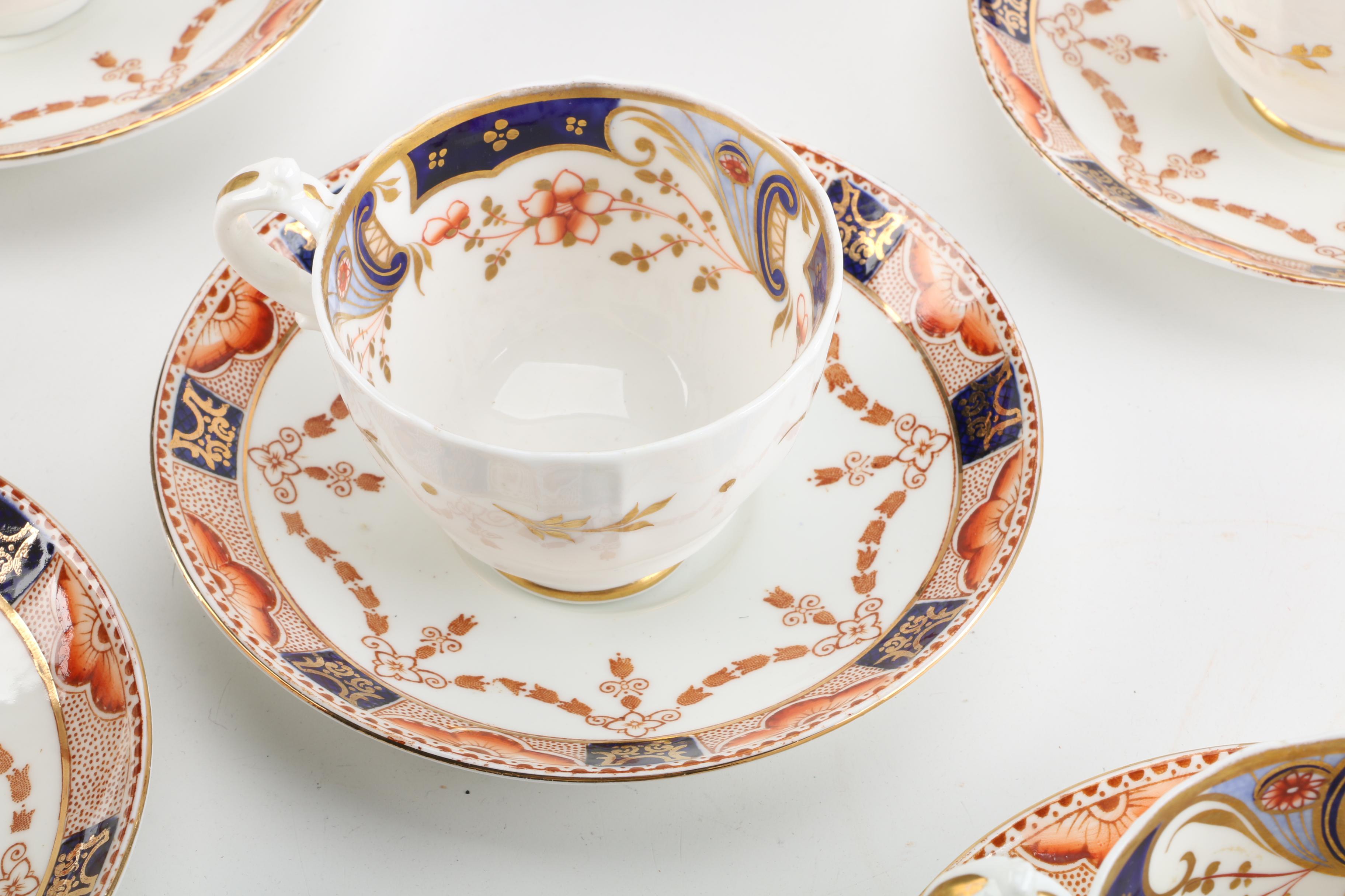 English Imari Teacups and Saucers Including Colclough