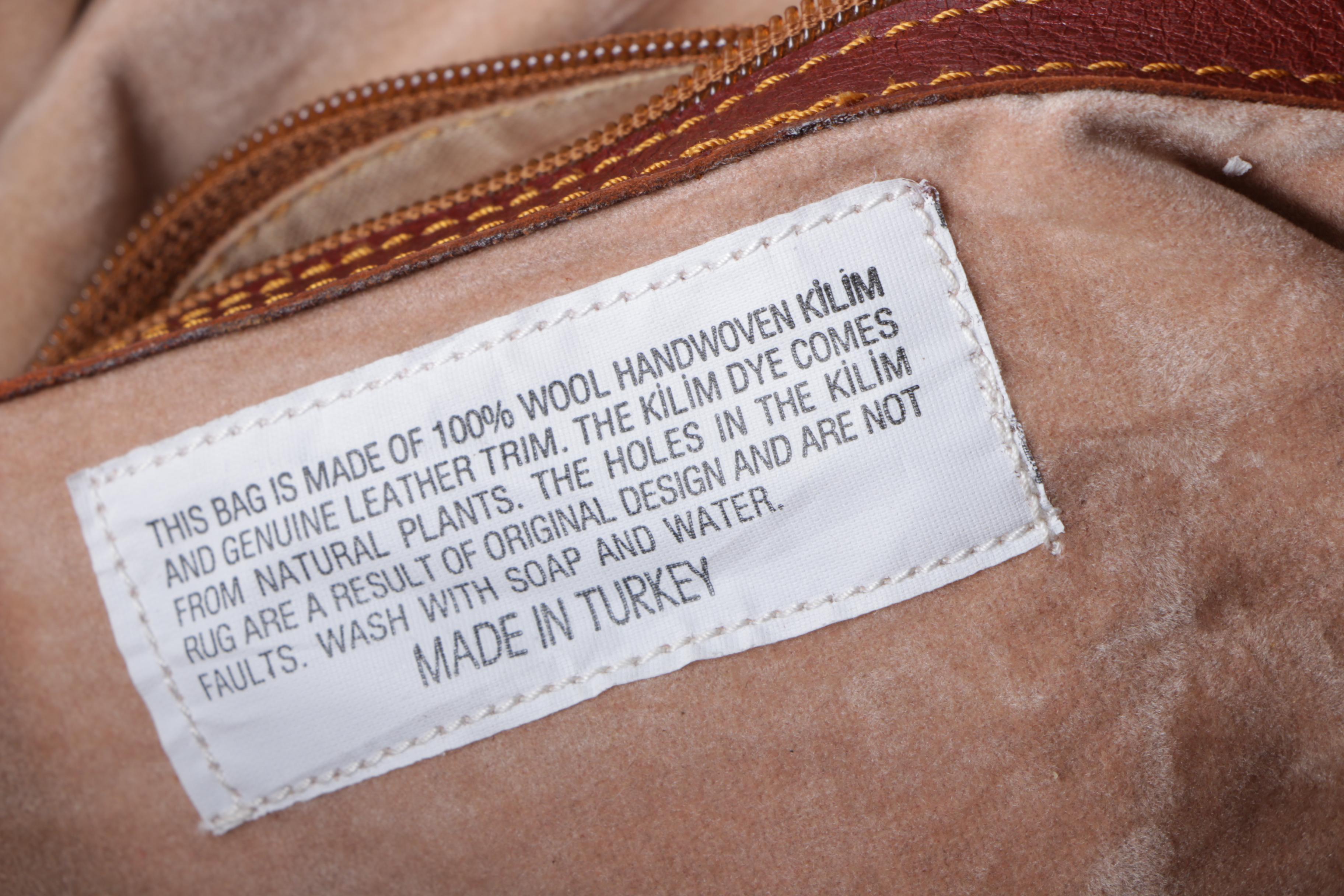 Turkish Leather and Handwoven Kilim Wool Duffel Bag