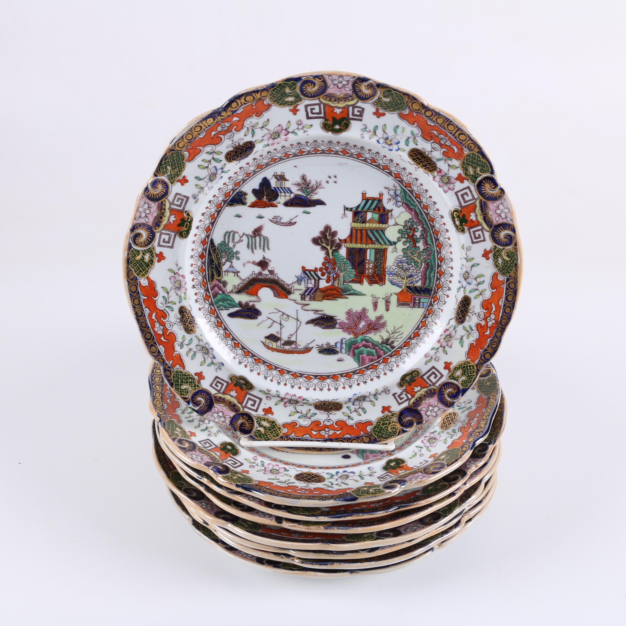 Antique Mason's "Peking Japan" Ironstone Plates, 1813-1829