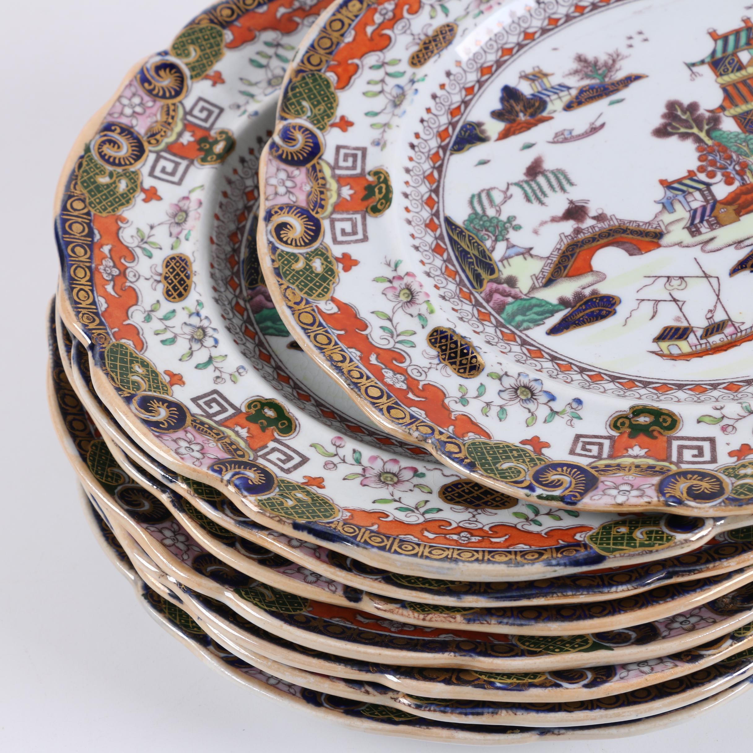Antique Mason's "Peking Japan" Ironstone Plates, 1813-1829