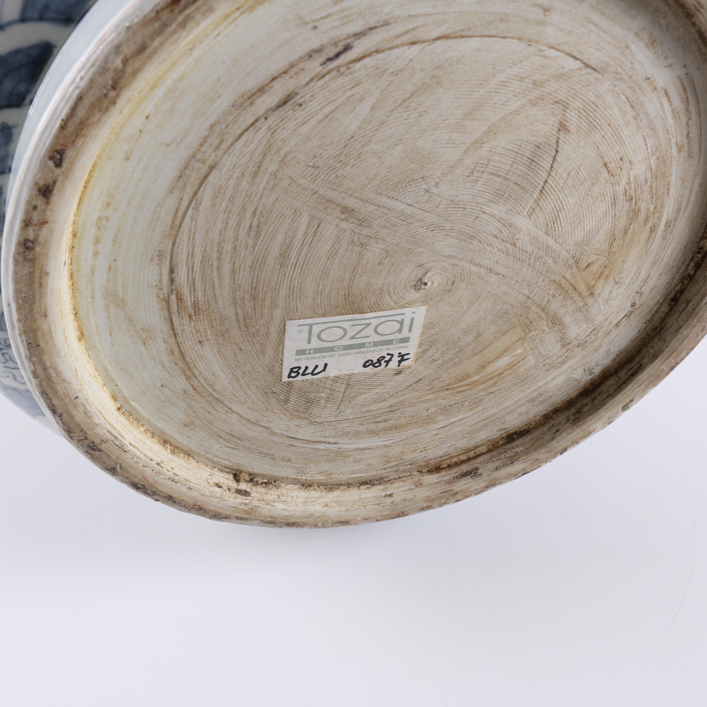 Chinese Tozai Home Blue and White Koi Bowl