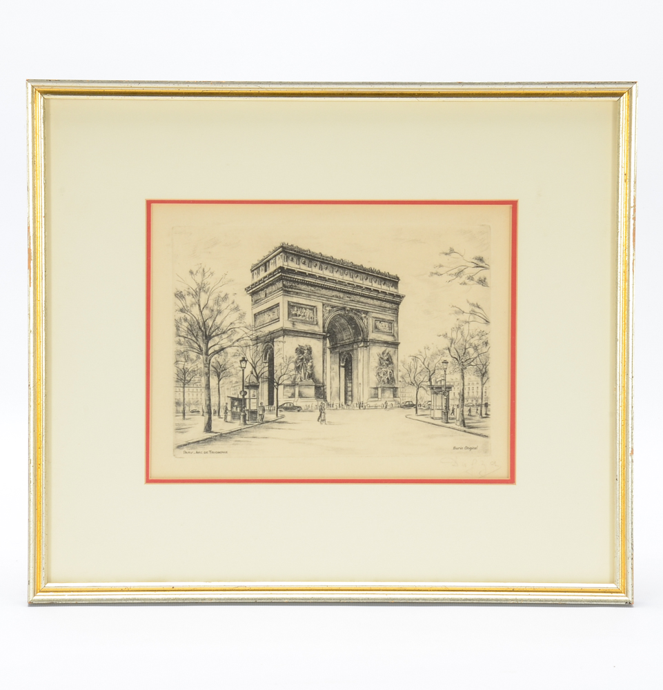 Dufza Original Etching "Arc de Triomphe"