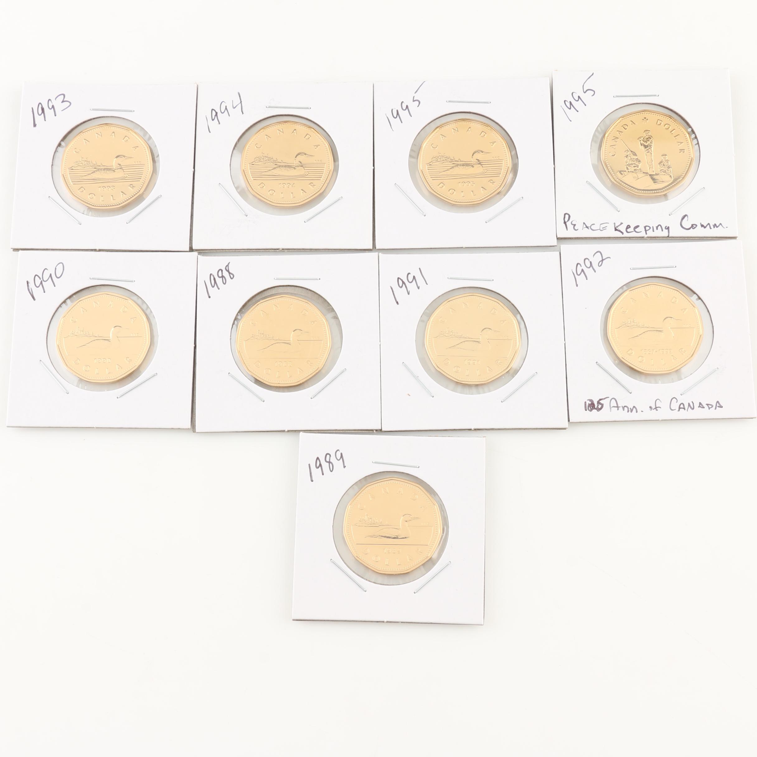 Nine Modern Canadian Proof Dollar Coins