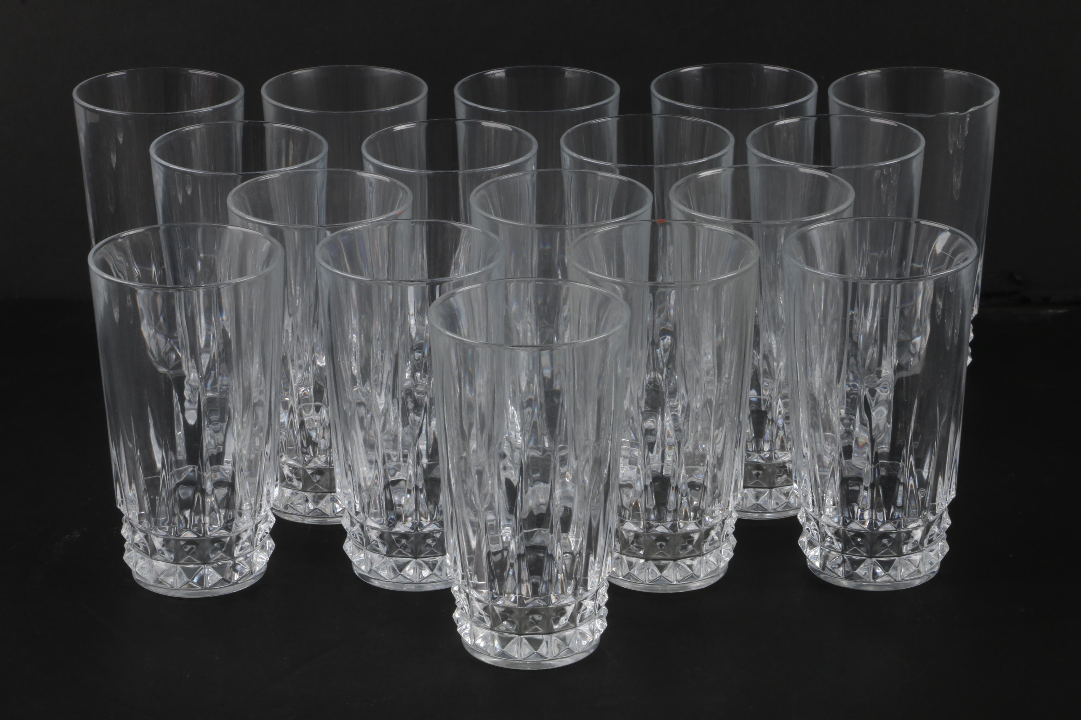 Crystal and Glass Drinkware Featuring Cristal d'Arques "Longchamp" Glasses