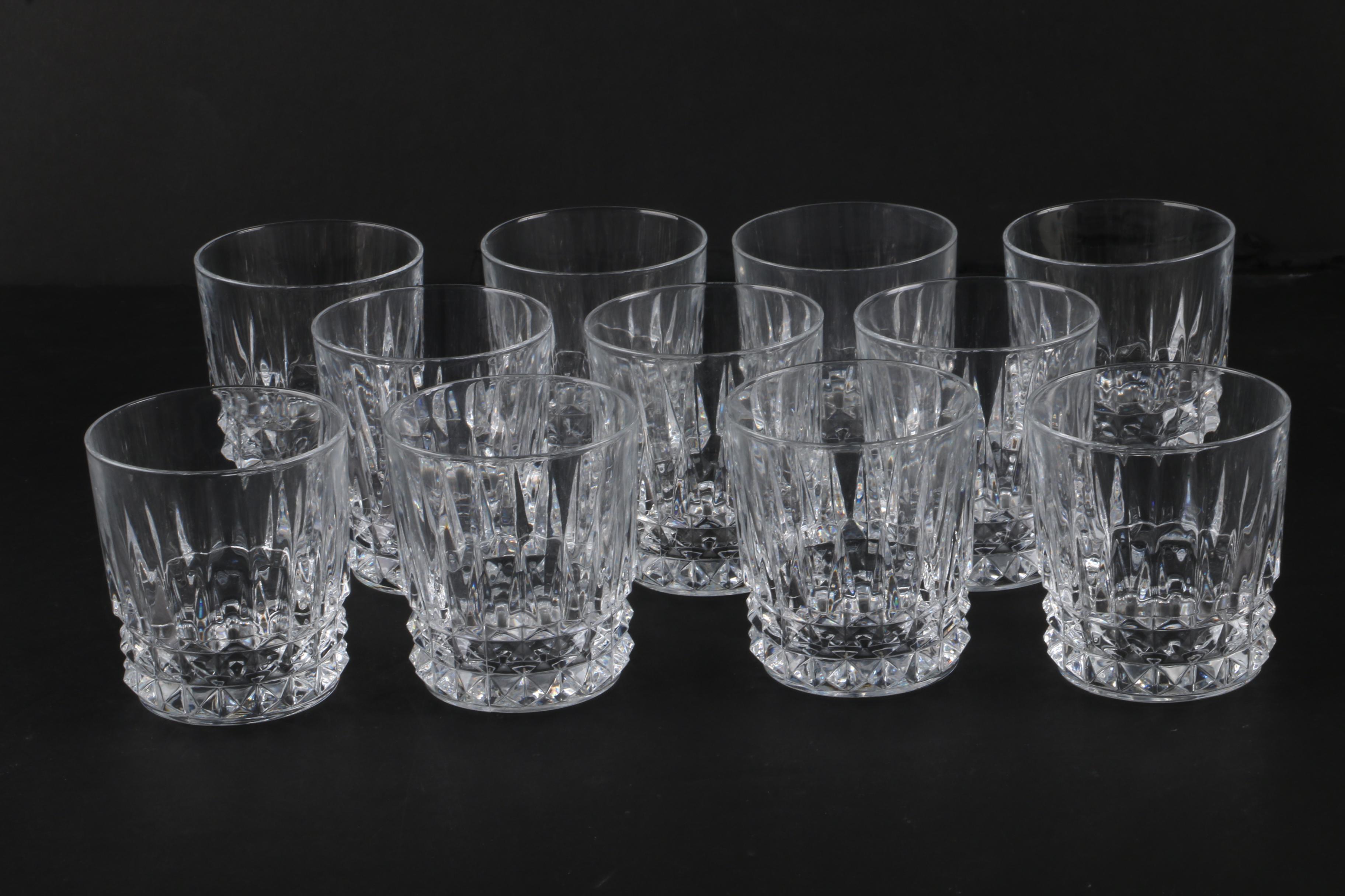 Crystal and Glass Drinkware Featuring Cristal d'Arques "Longchamp" Glasses