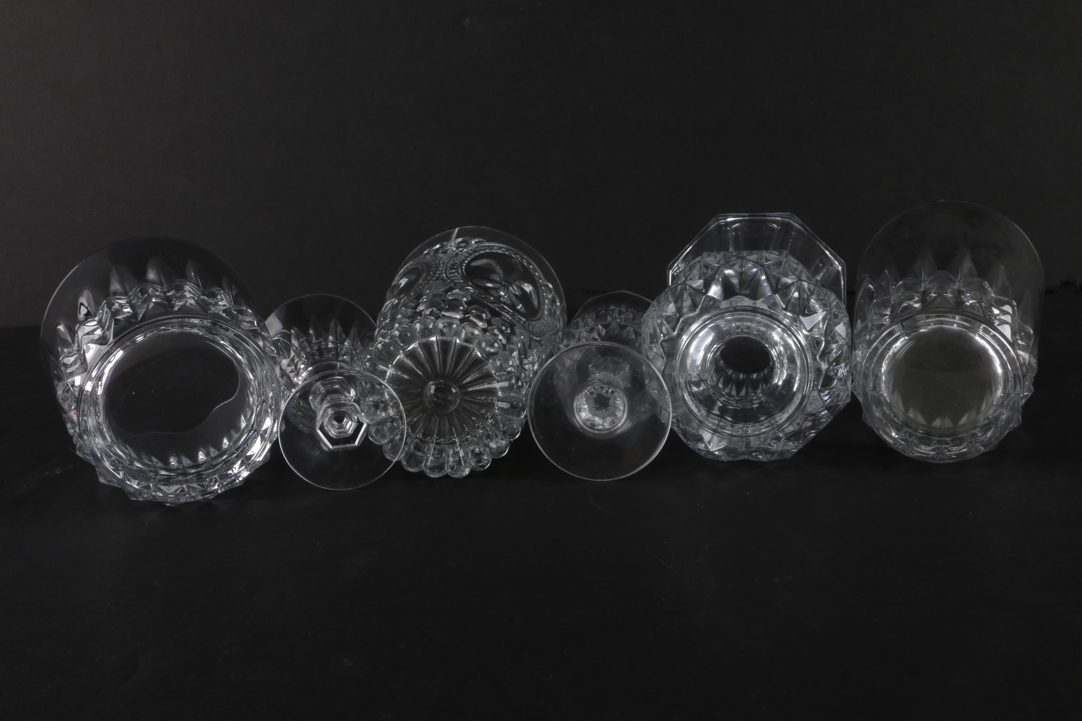 Crystal and Glass Drinkware Featuring Cristal d'Arques "Longchamp" Glasses