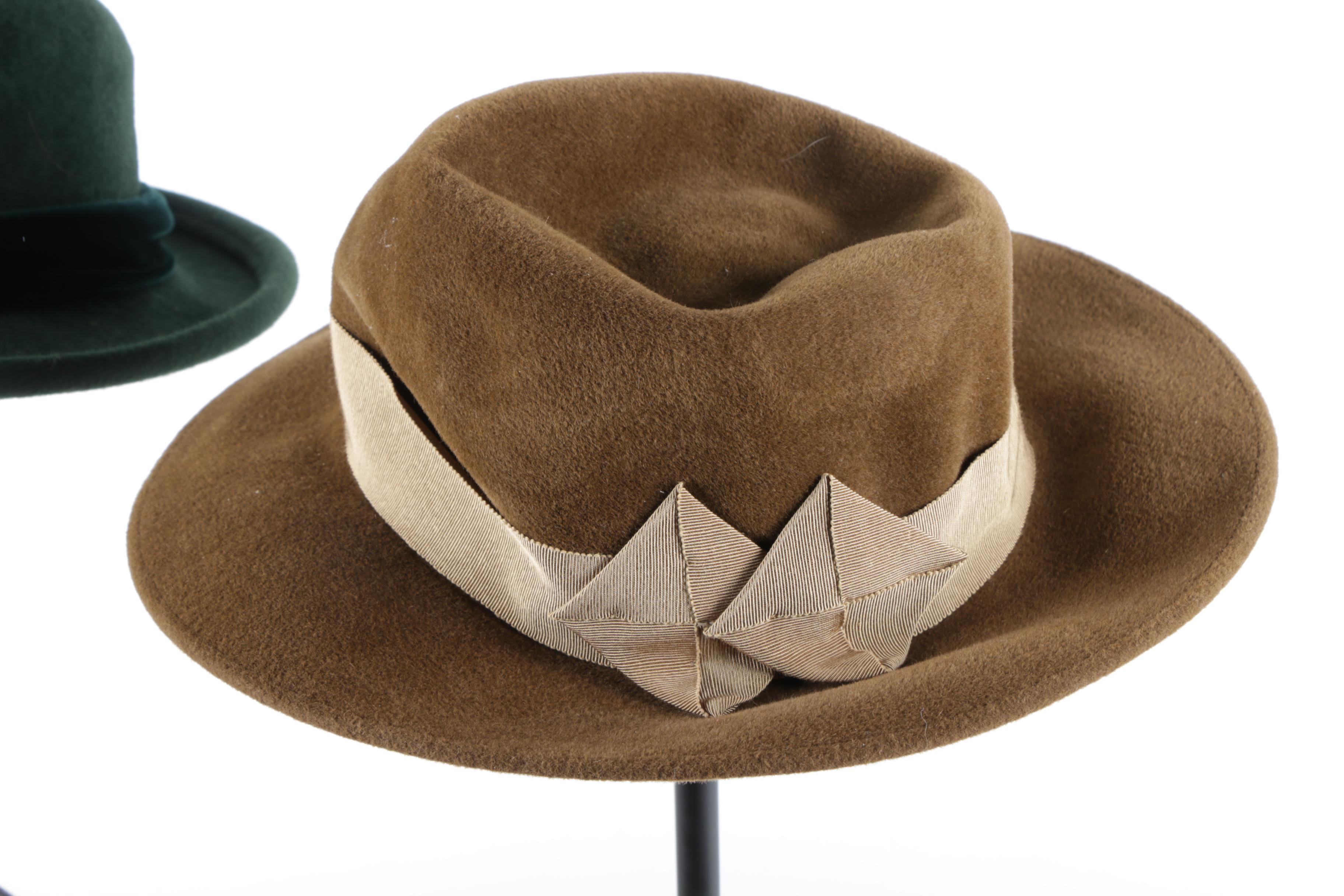 Group of Women's Vintage Hats Including R.H. Macy & Co., Jaeger and Irish Tweed