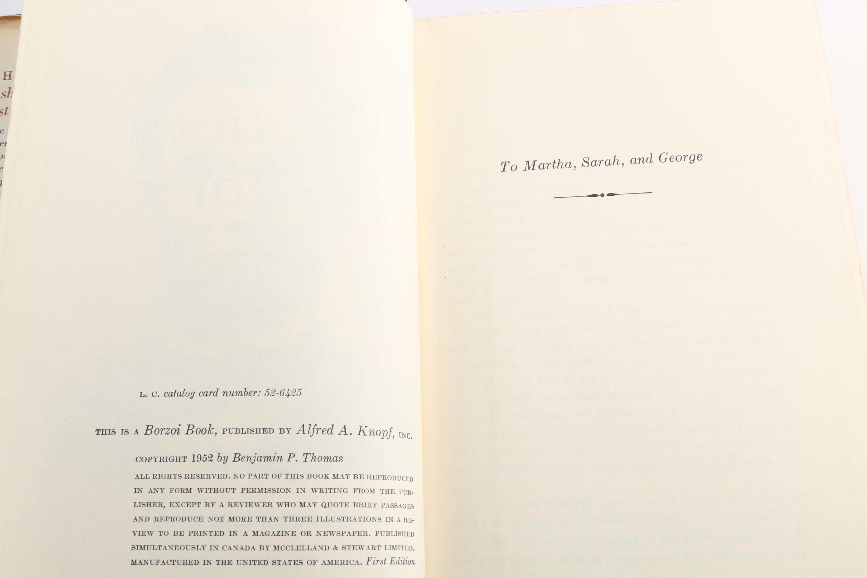 First Edition "Abraham Lincoln" by Benjamin P. Thomas