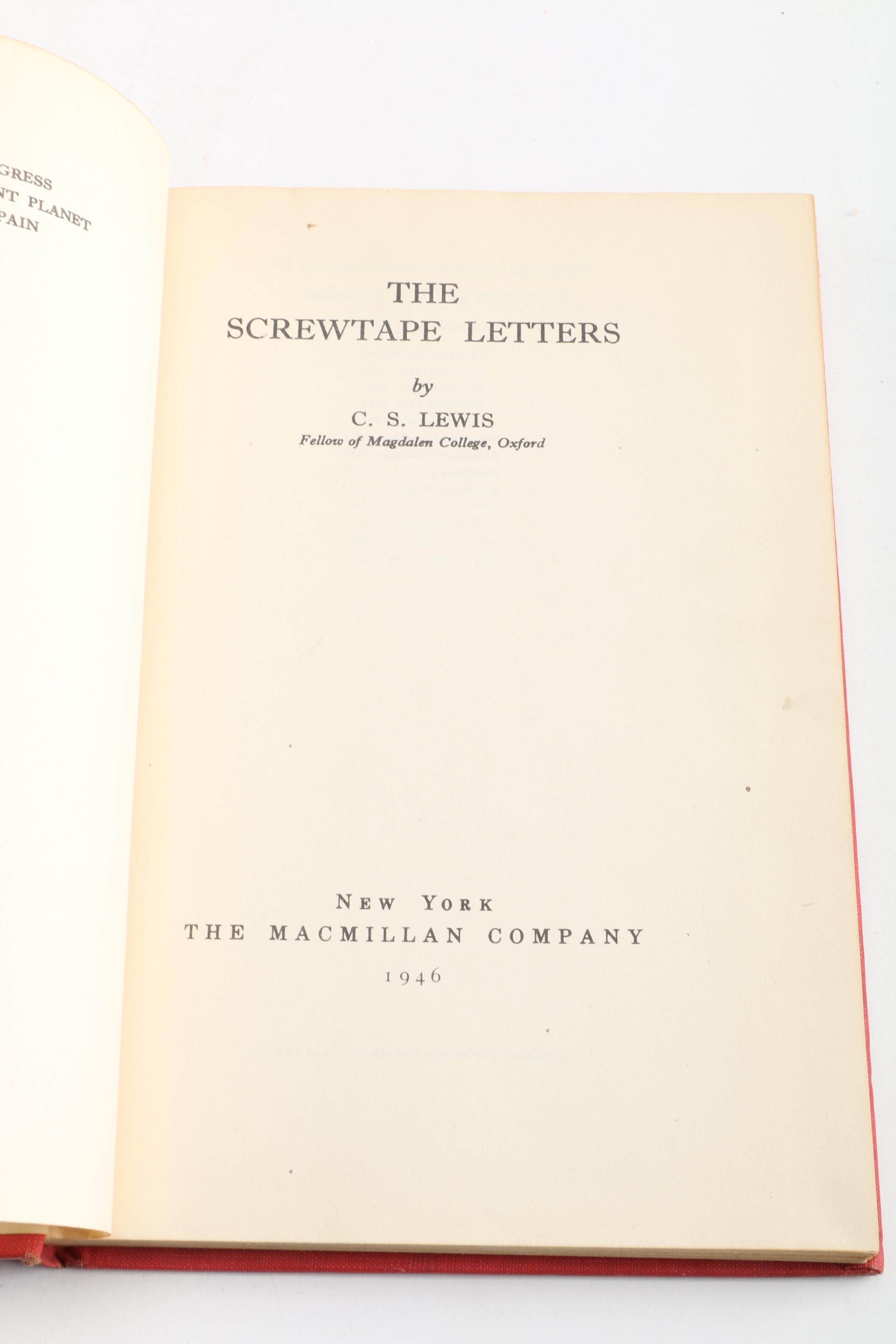 1946 "The Screwtape Letters" by C.S. Lewis