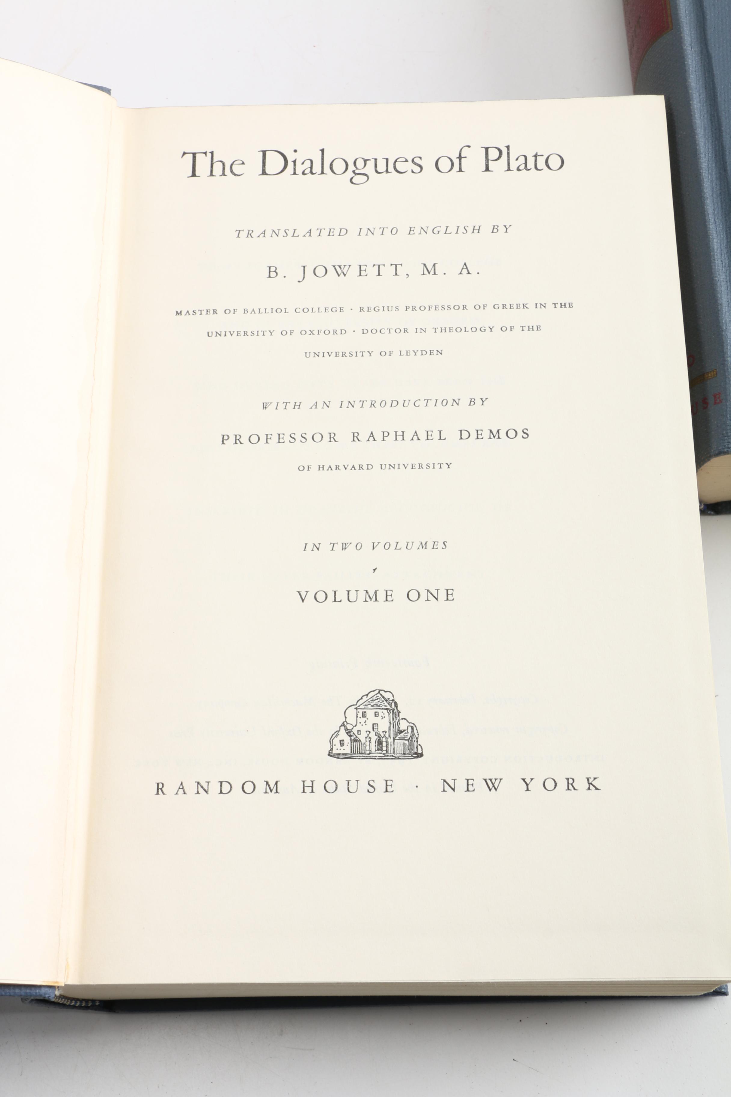 1937 Two Volume Set of "The Dialogues of Plato" by B. Jowett, M.A.