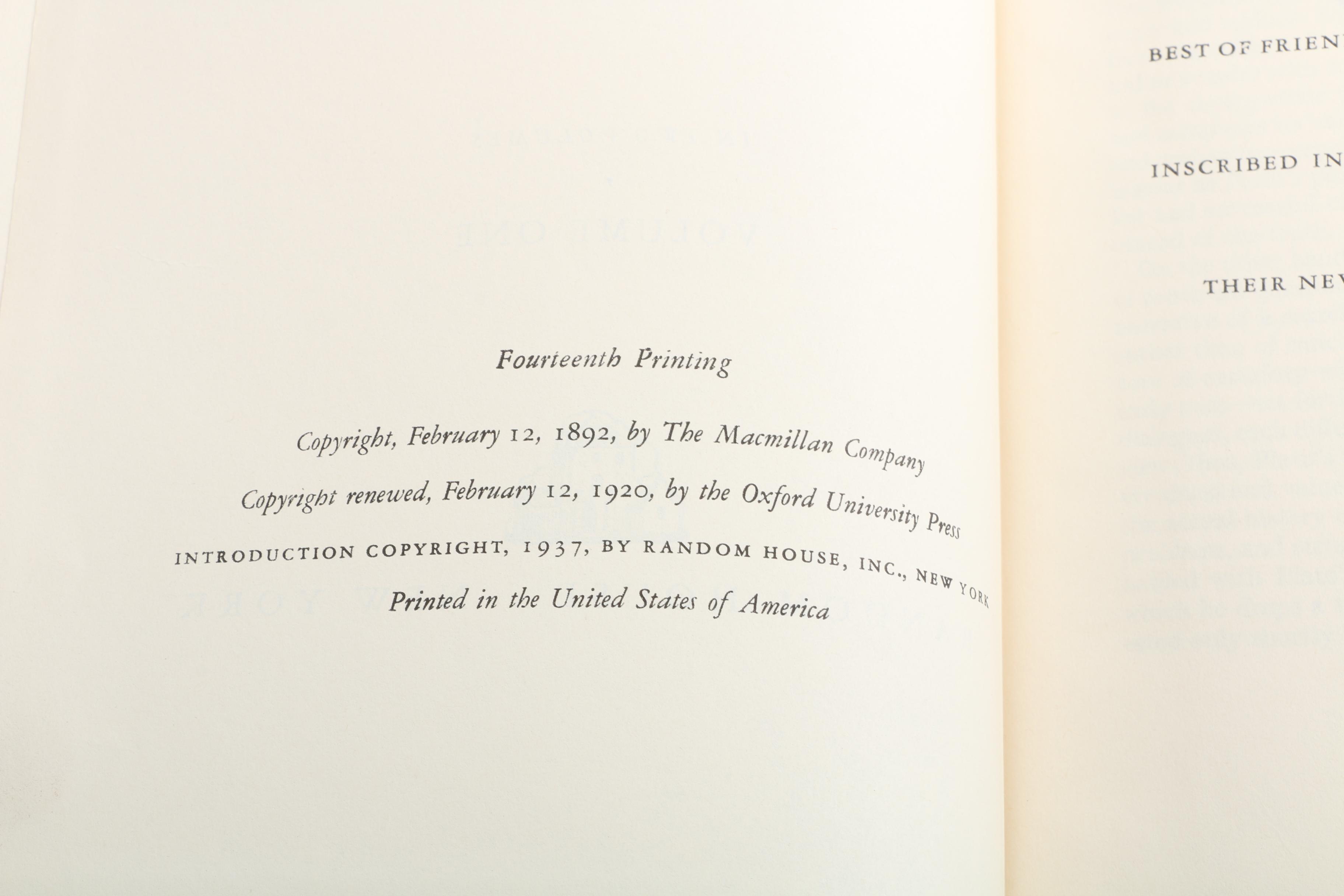 1937 Two Volume Set of "The Dialogues of Plato" by B. Jowett, M.A.
