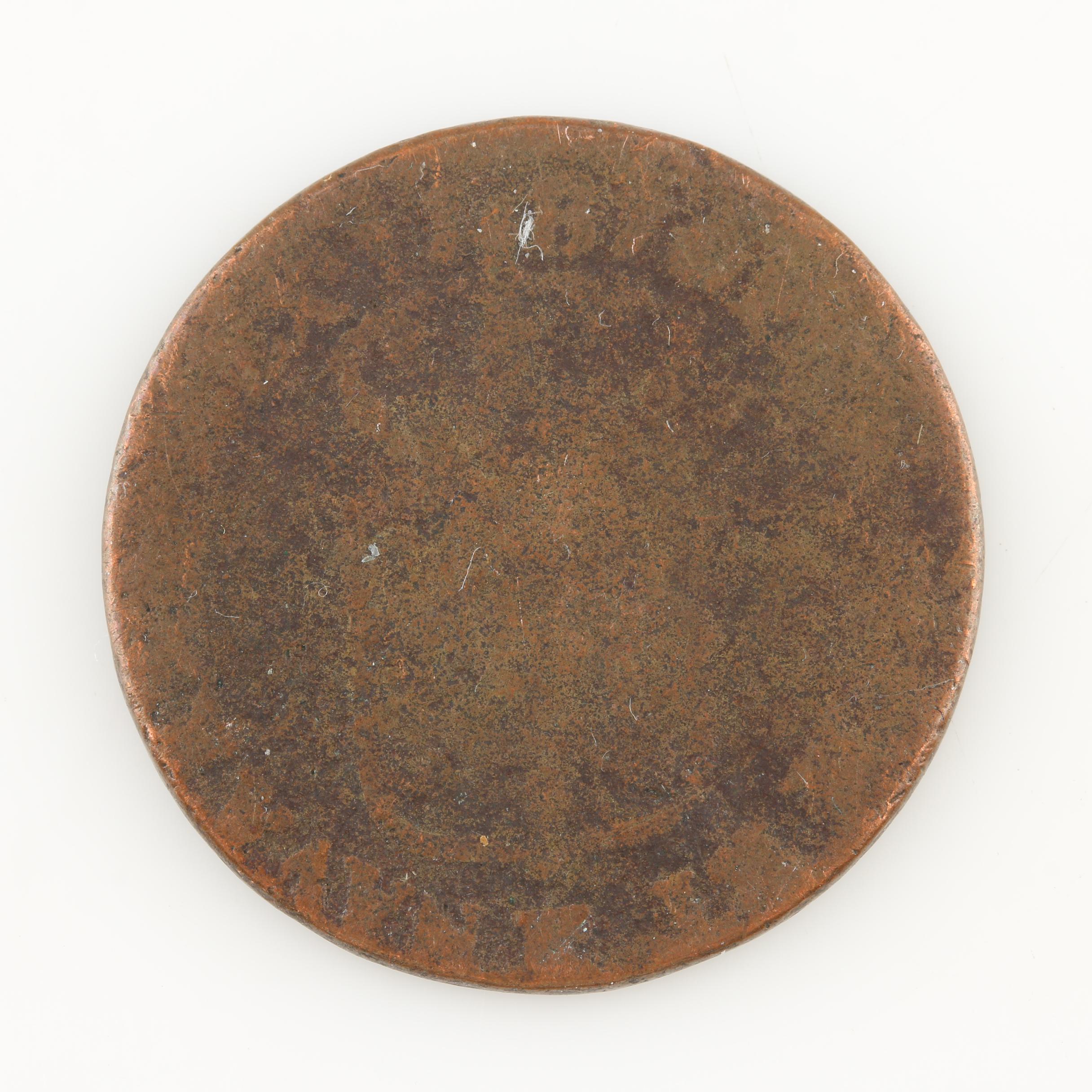 19th Century French Bronze Medal and an Antique Foreign Copper Coin