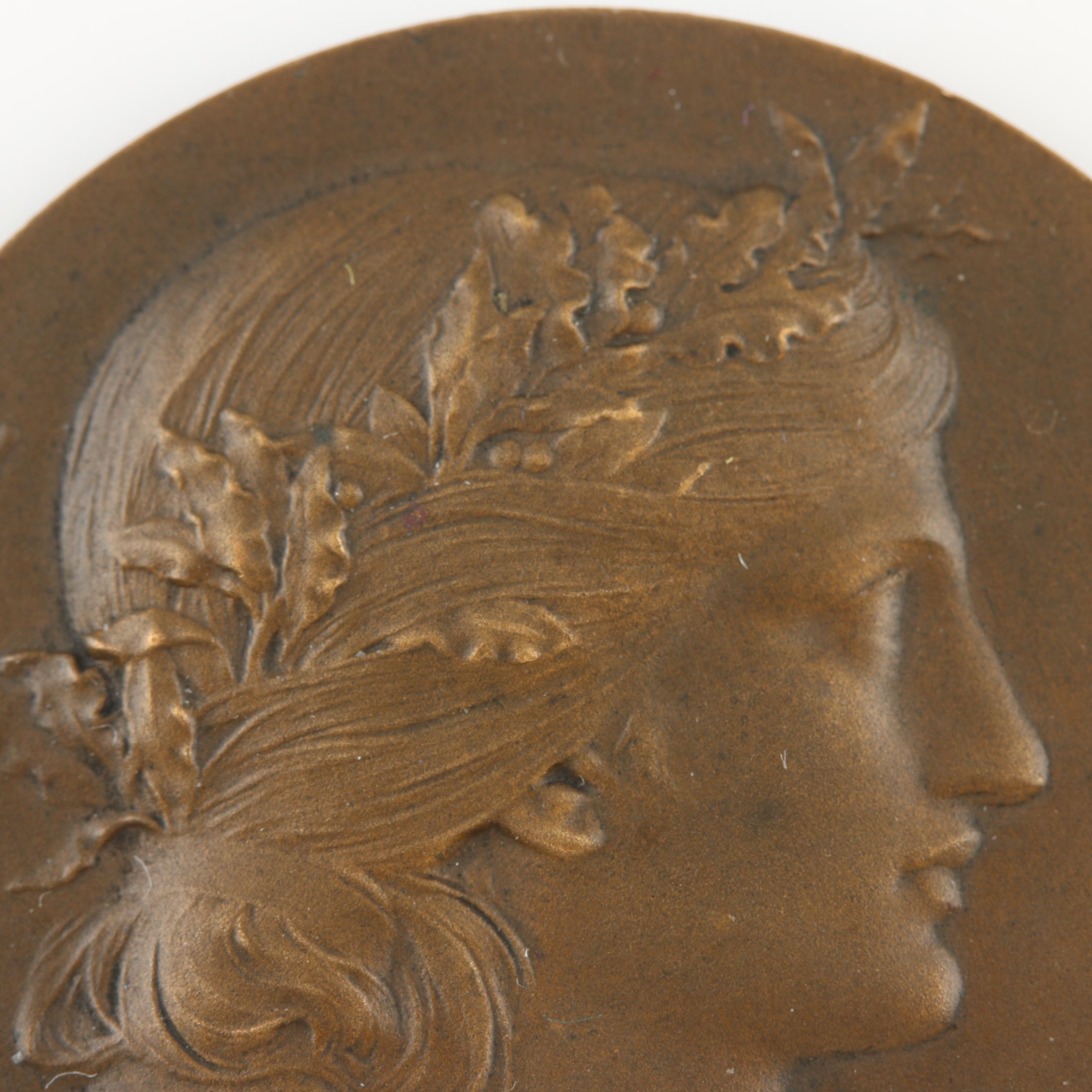 19th Century French Bronze Medal and an Antique Foreign Copper Coin