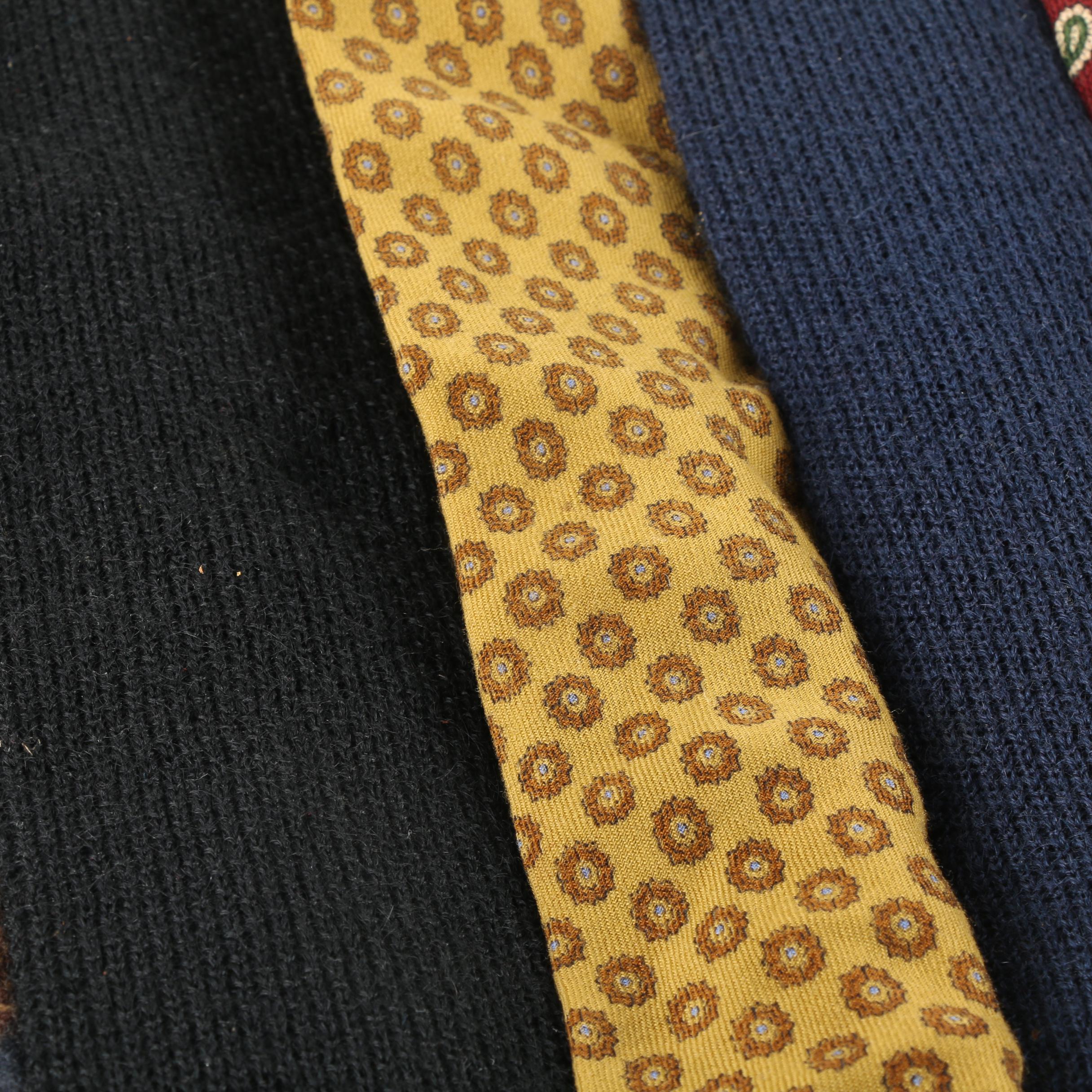 Men's Vintage Wool Neckties Including Brooks Brothers, Polo and Arthur A. Adler