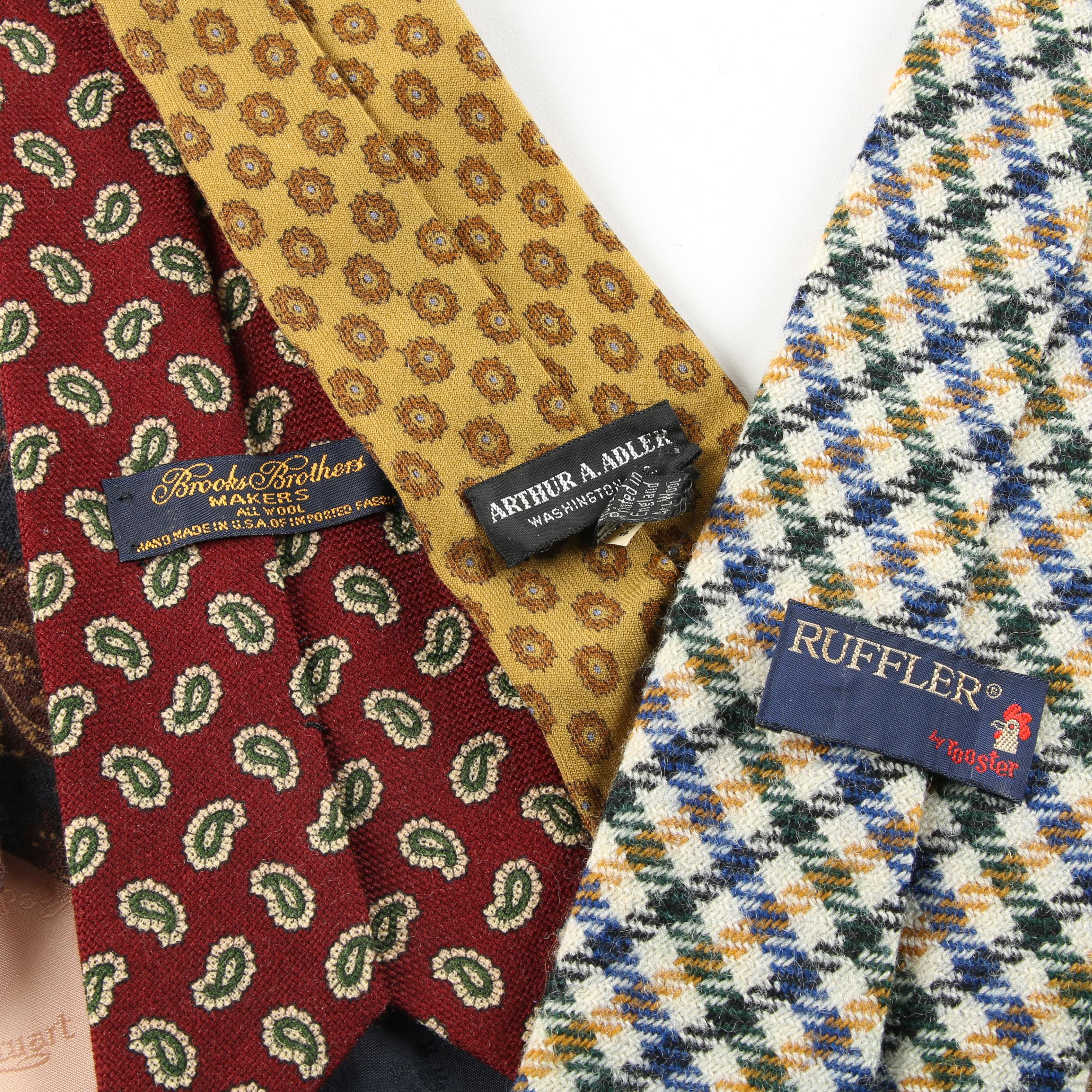 Men's Vintage Wool Neckties Including Brooks Brothers, Polo and Arthur A. Adler