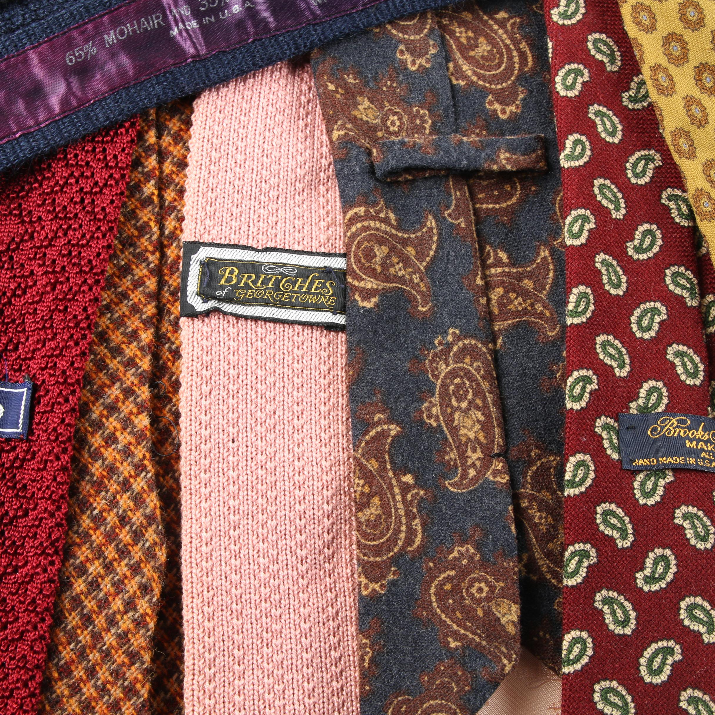 Men's Vintage Wool Neckties Including Brooks Brothers, Polo and Arthur A. Adler