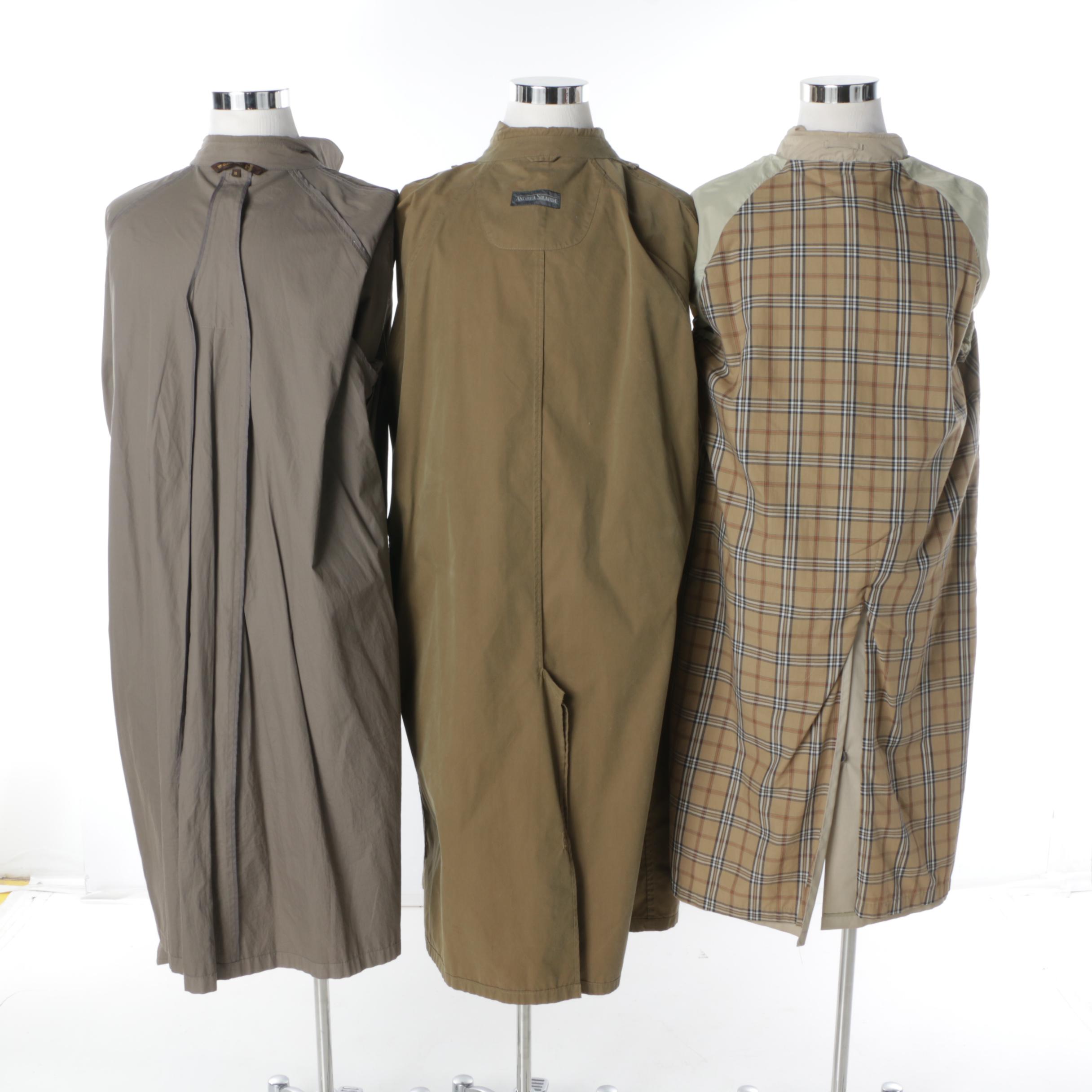 Men's Vintage Trench Coats Including Paul Stuart and Andrea Silardi