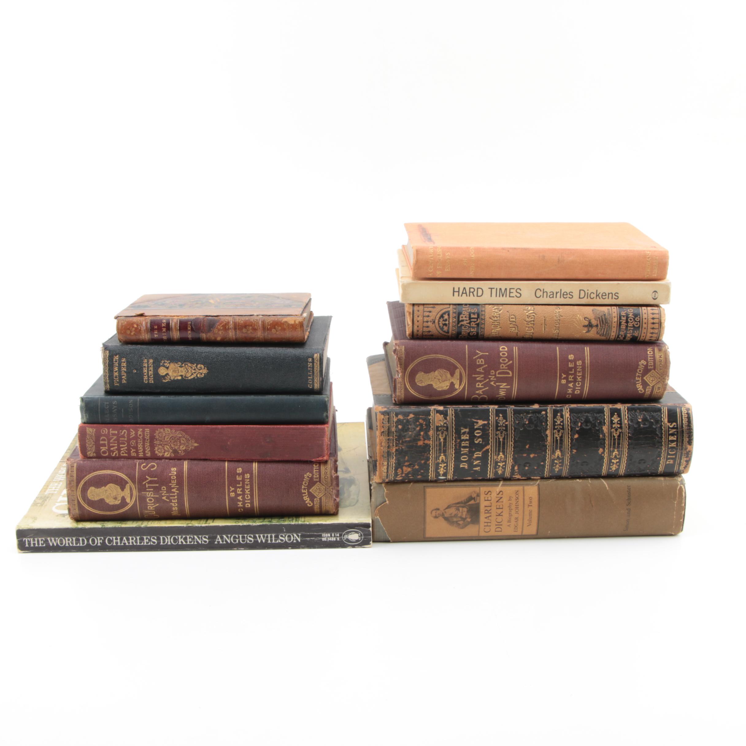 Antique Fiction and Non-Fiction Books Including "Pickwick Papers"