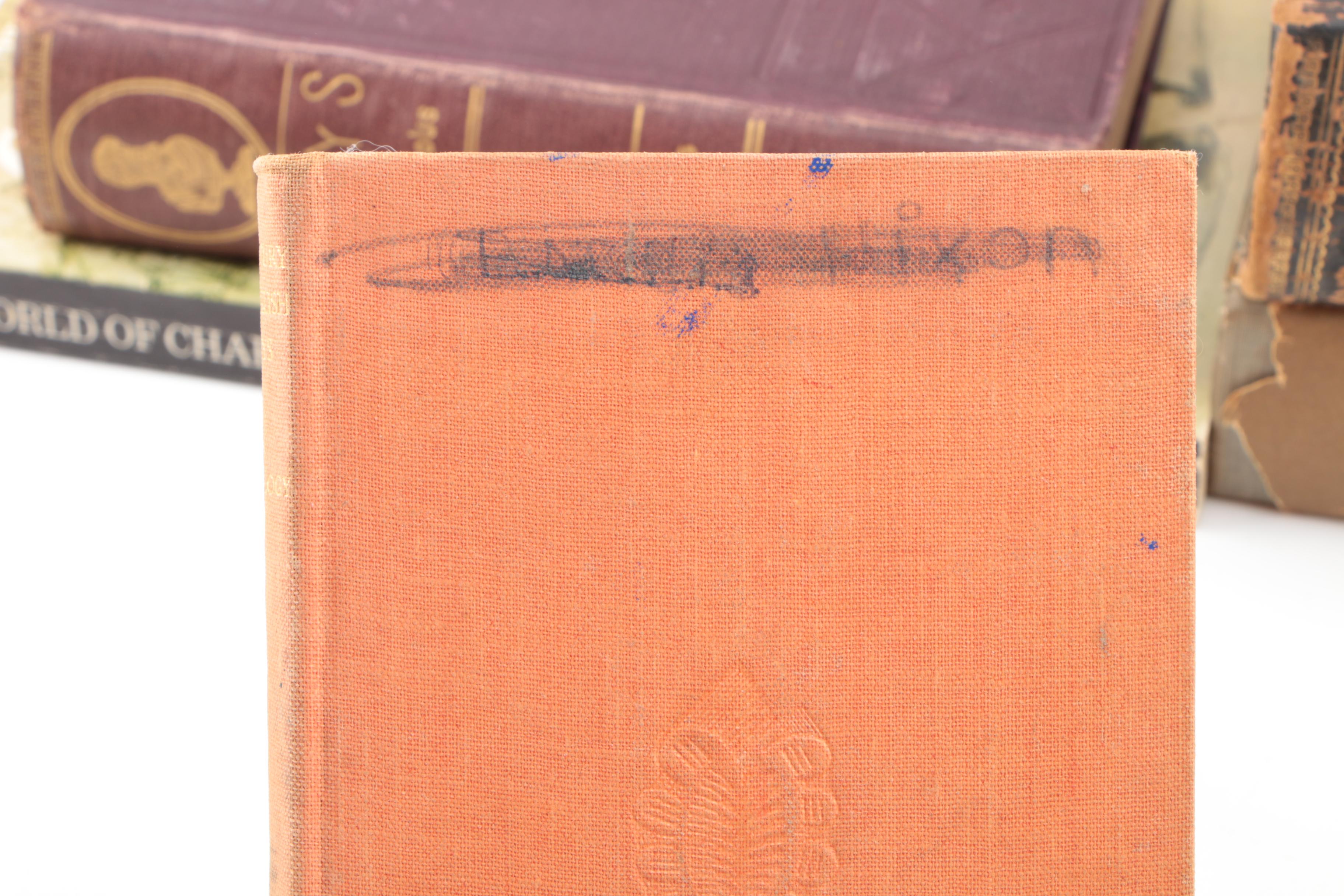 Antique Fiction and Non-Fiction Books Including "Pickwick Papers"