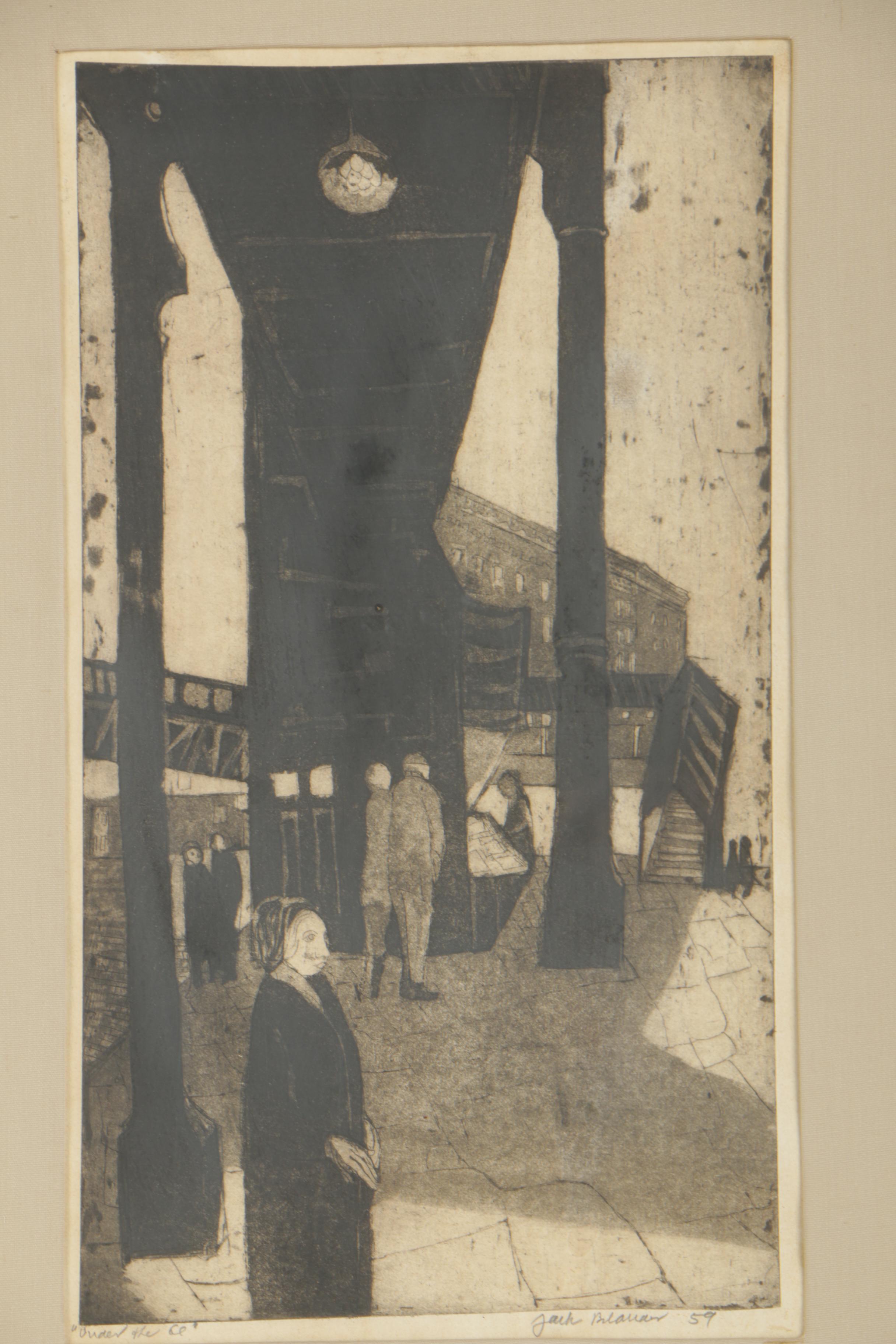 Jack Bilander Etching "Under the El"