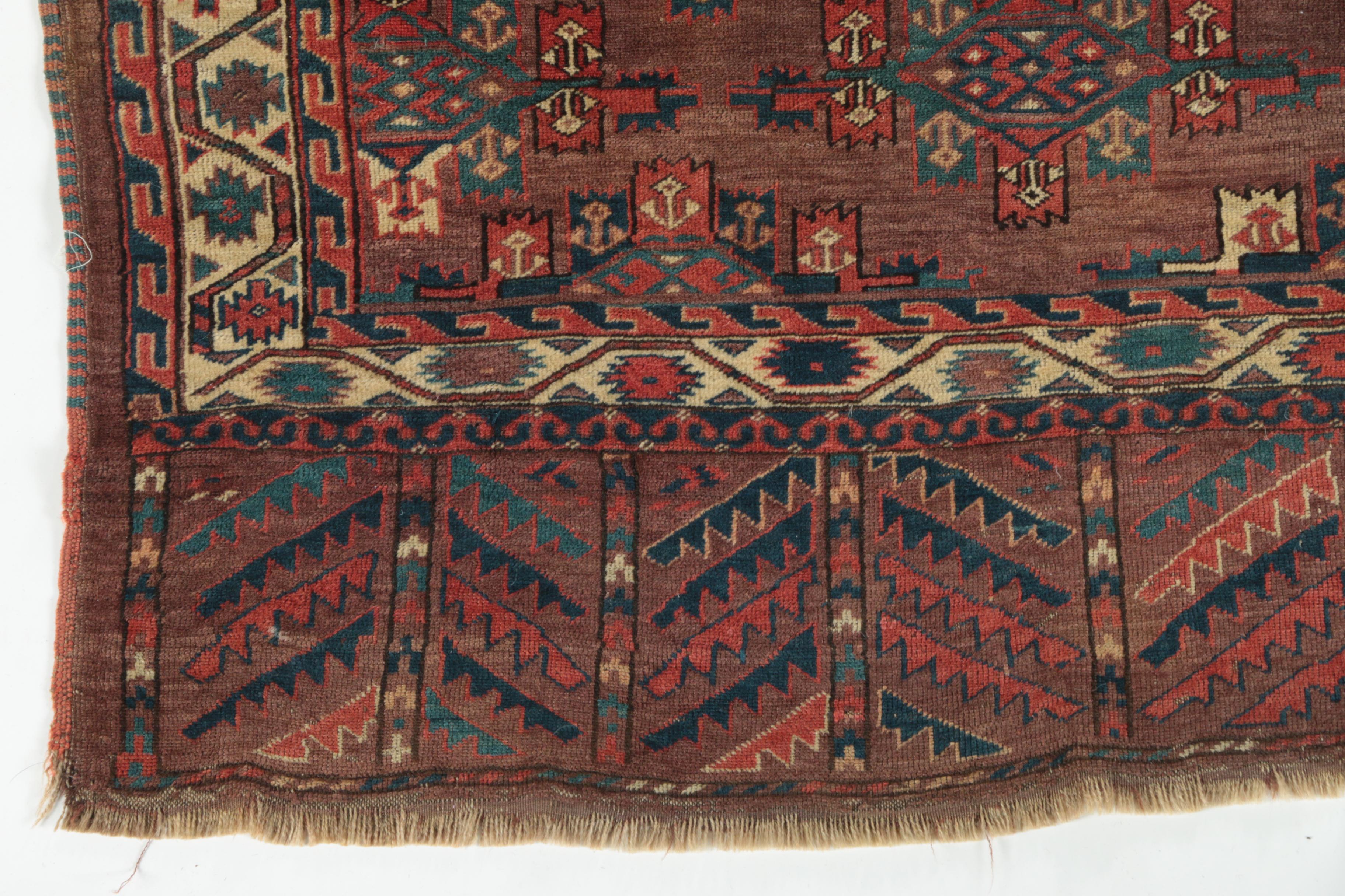 Hand-Knotted Turkmen Yomut Area Rug
