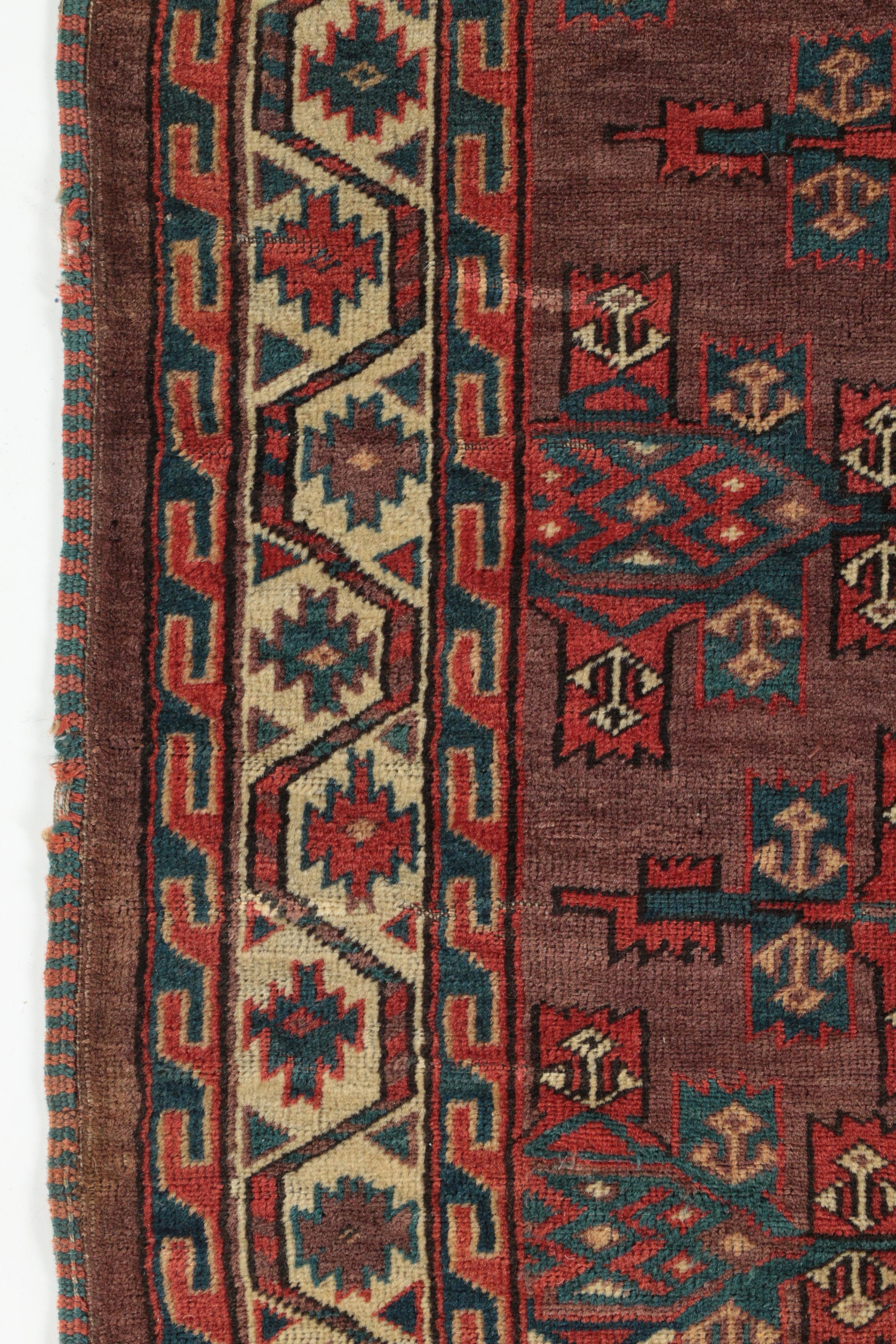 Hand-Knotted Turkmen Yomut Area Rug