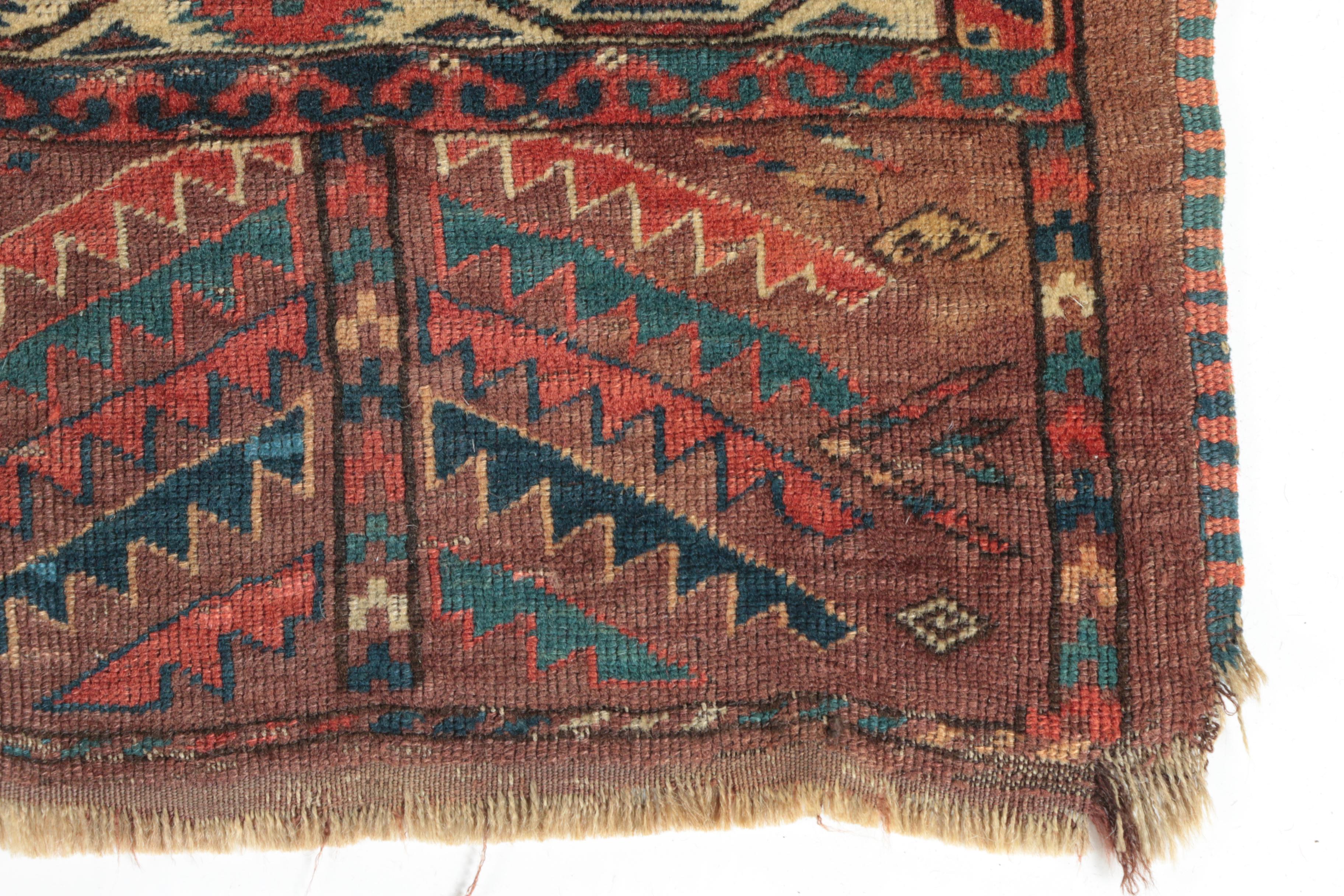 Hand-Knotted Turkmen Yomut Area Rug