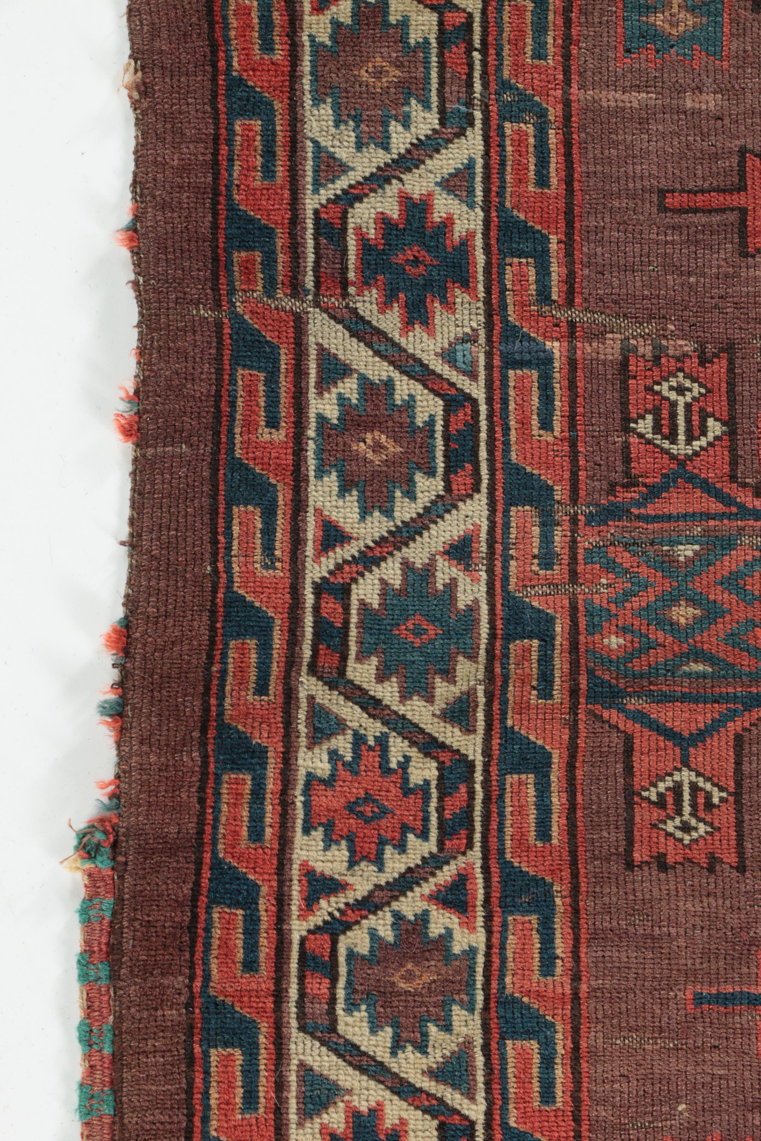 Hand-Knotted Turkmen Yomut Area Rug