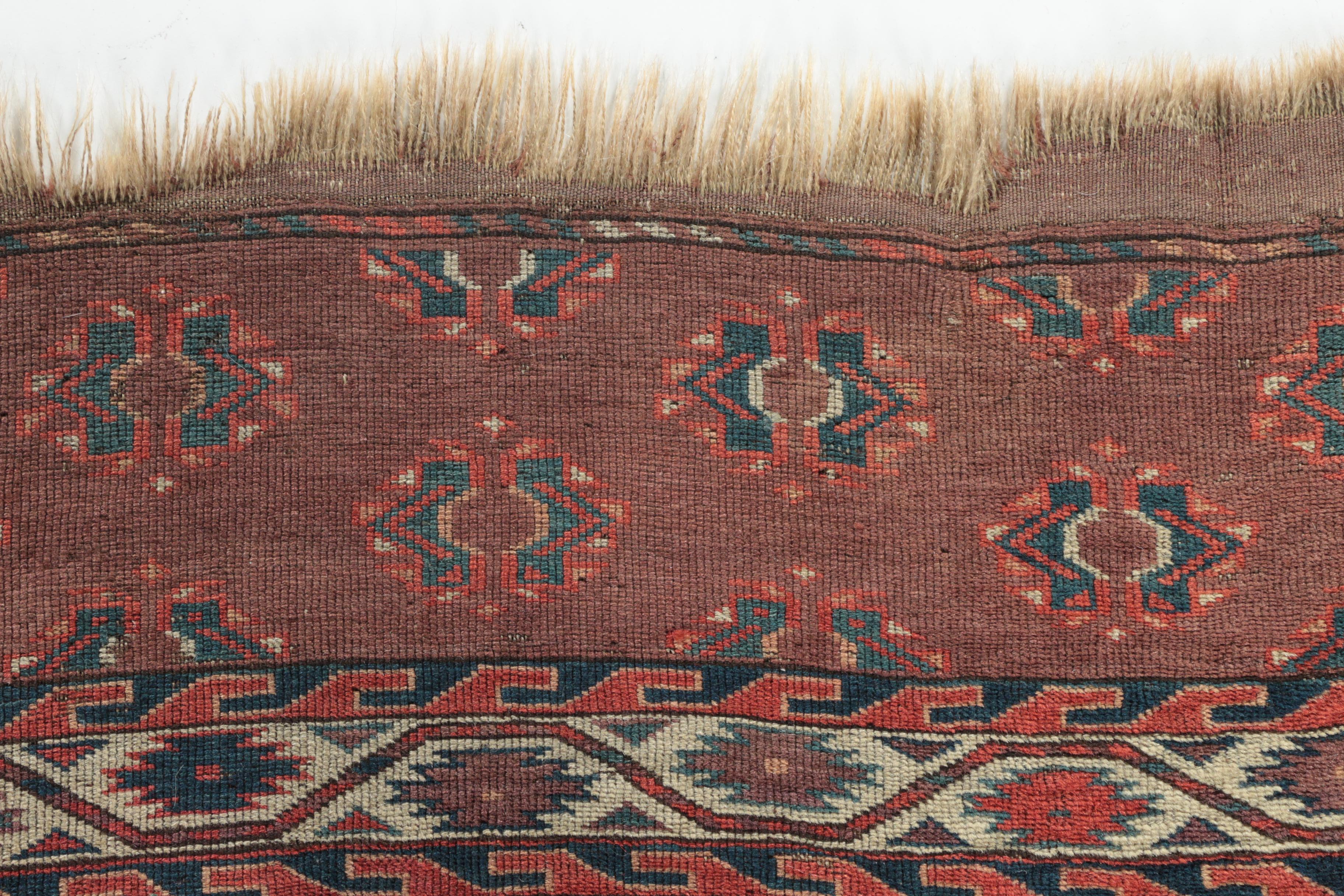 Hand-Knotted Turkmen Yomut Area Rug