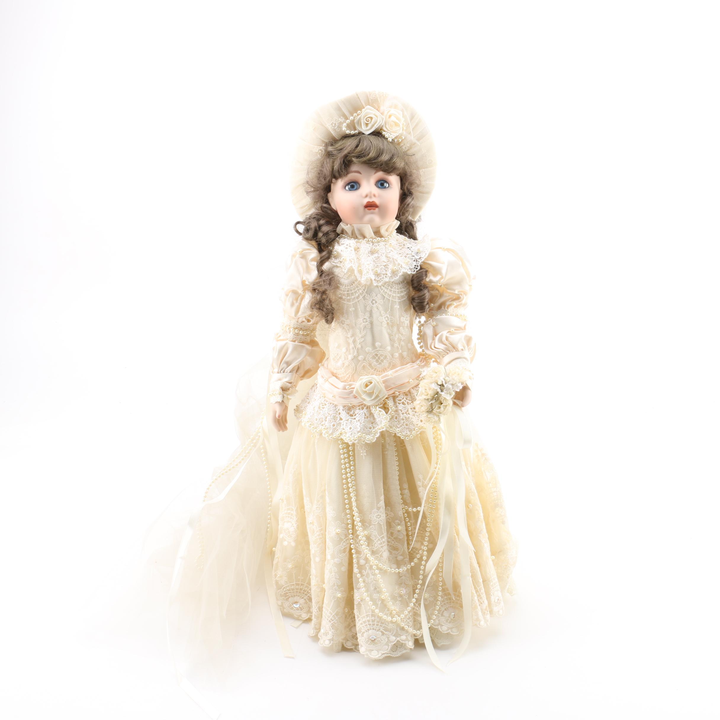 Franklin Heirloom "Bébé Bru Victorian Bride" Porcelain Doll