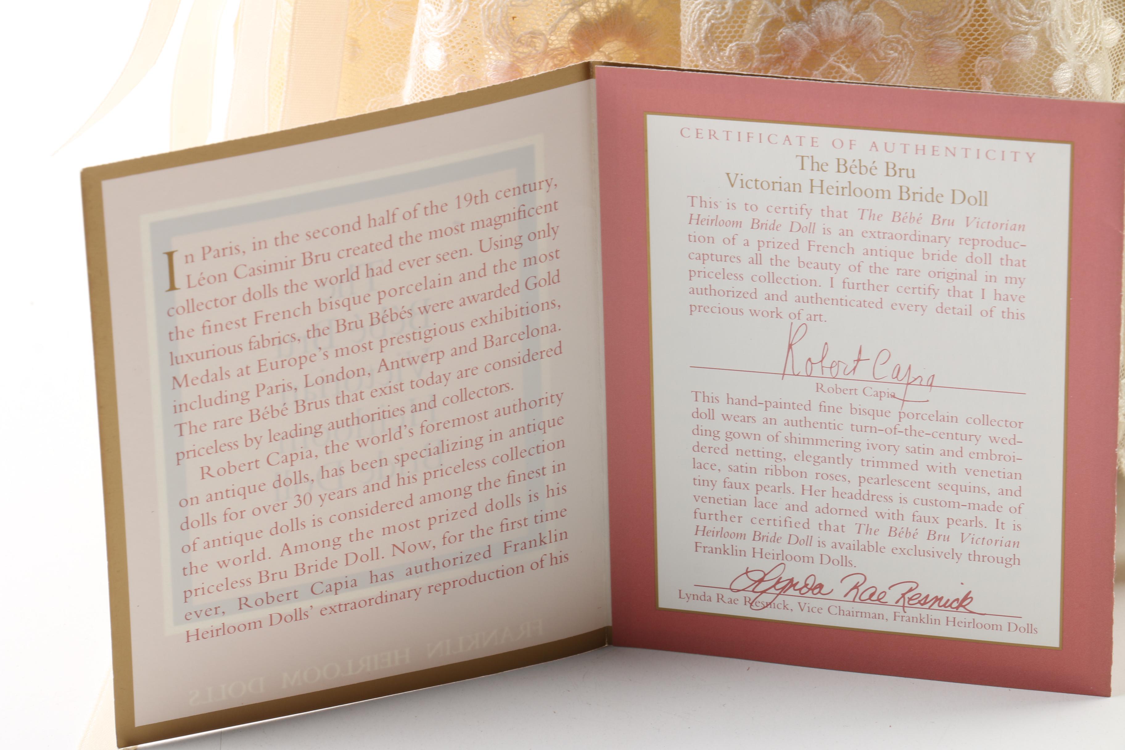 Franklin Heirloom "Bébé Bru Victorian Bride" Porcelain Doll